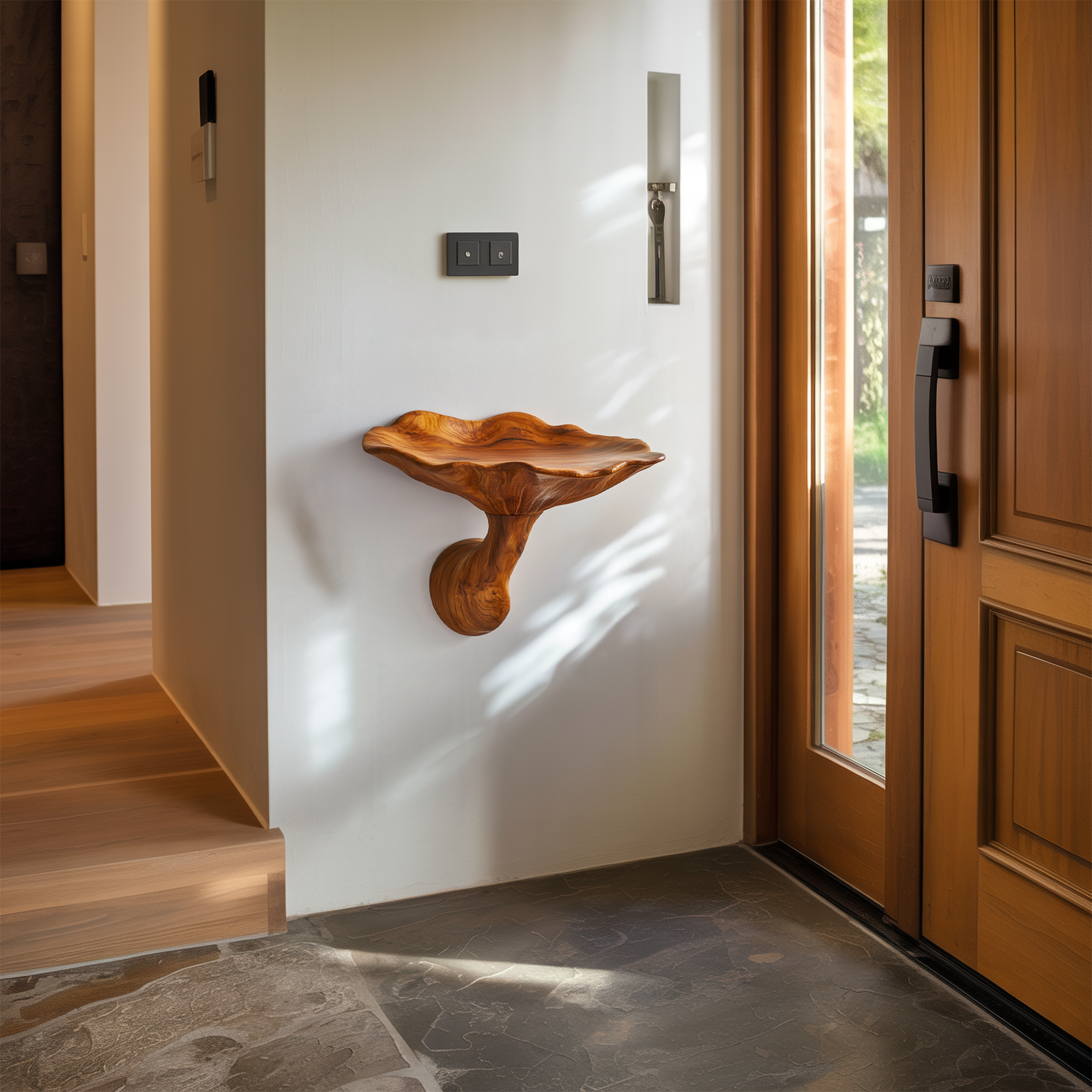 Organic Modern Floating Accent Mushroom Shelf For Bedroom Or Entryway SINLSAFL437