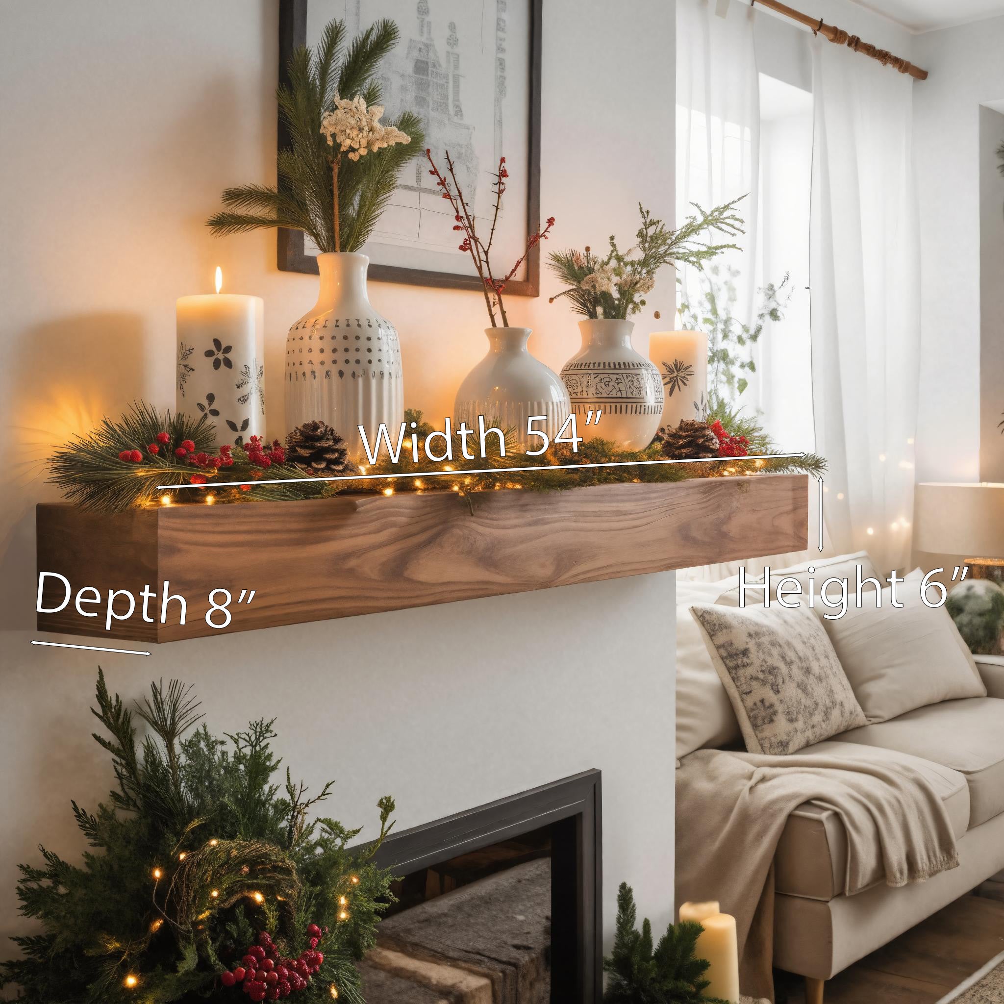 Rustic Fireplace Mantel Shelf For Living Room Or Holiday SITHHNFS010