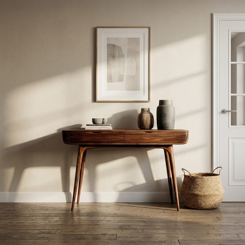 Mid Century Natural Wood Console Table For Hallway Decor RTTHHNCS024