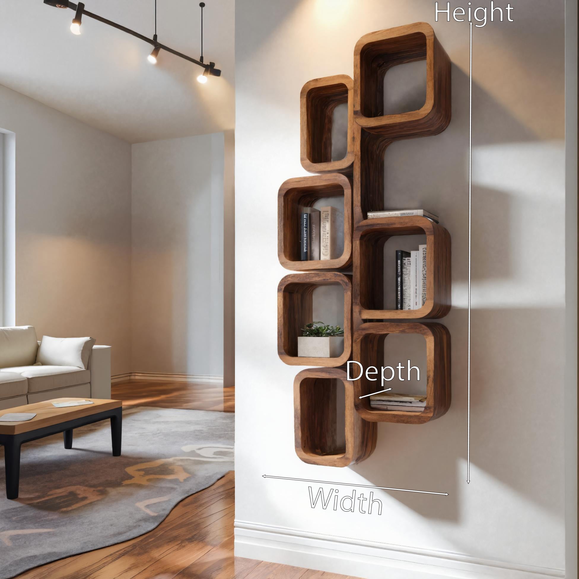 Modern Wall Mounted Bookshelf With Square Design For Living Room SITHHNFL016