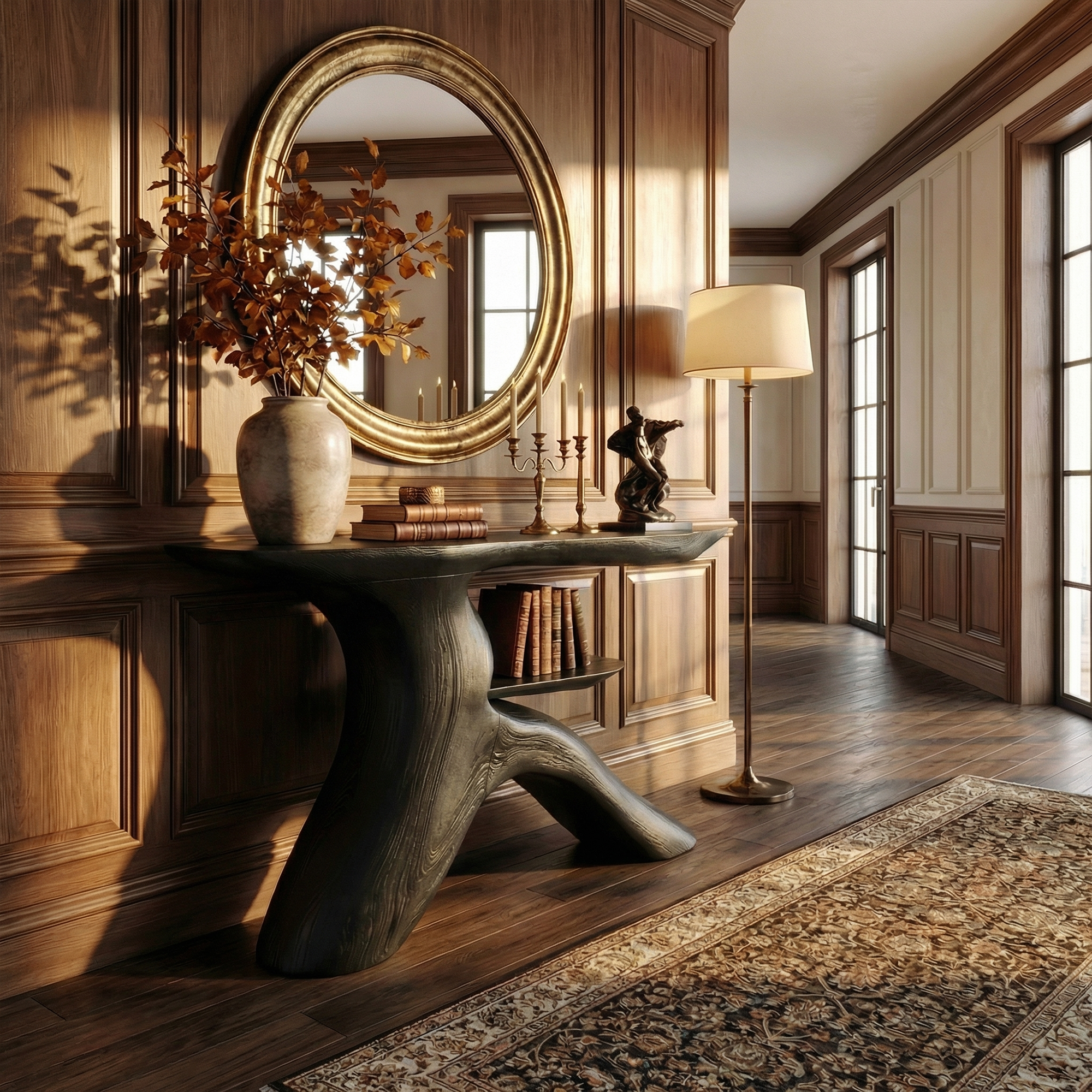Minimalist Console Table Natural Wood Entryway Living Room SINLKICS533