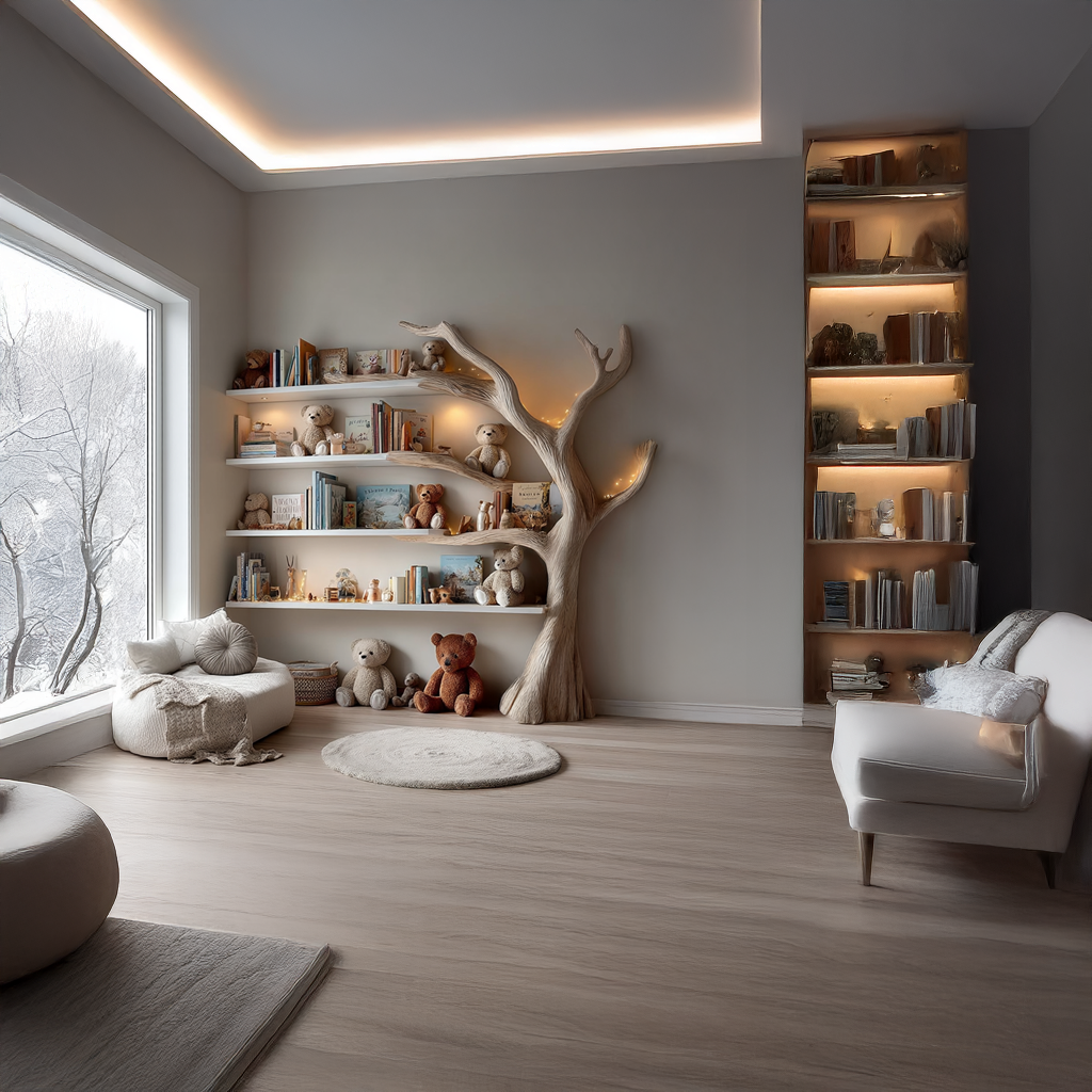 Midcentury Tree Bookcase Study Room Nursery SINLSATB261