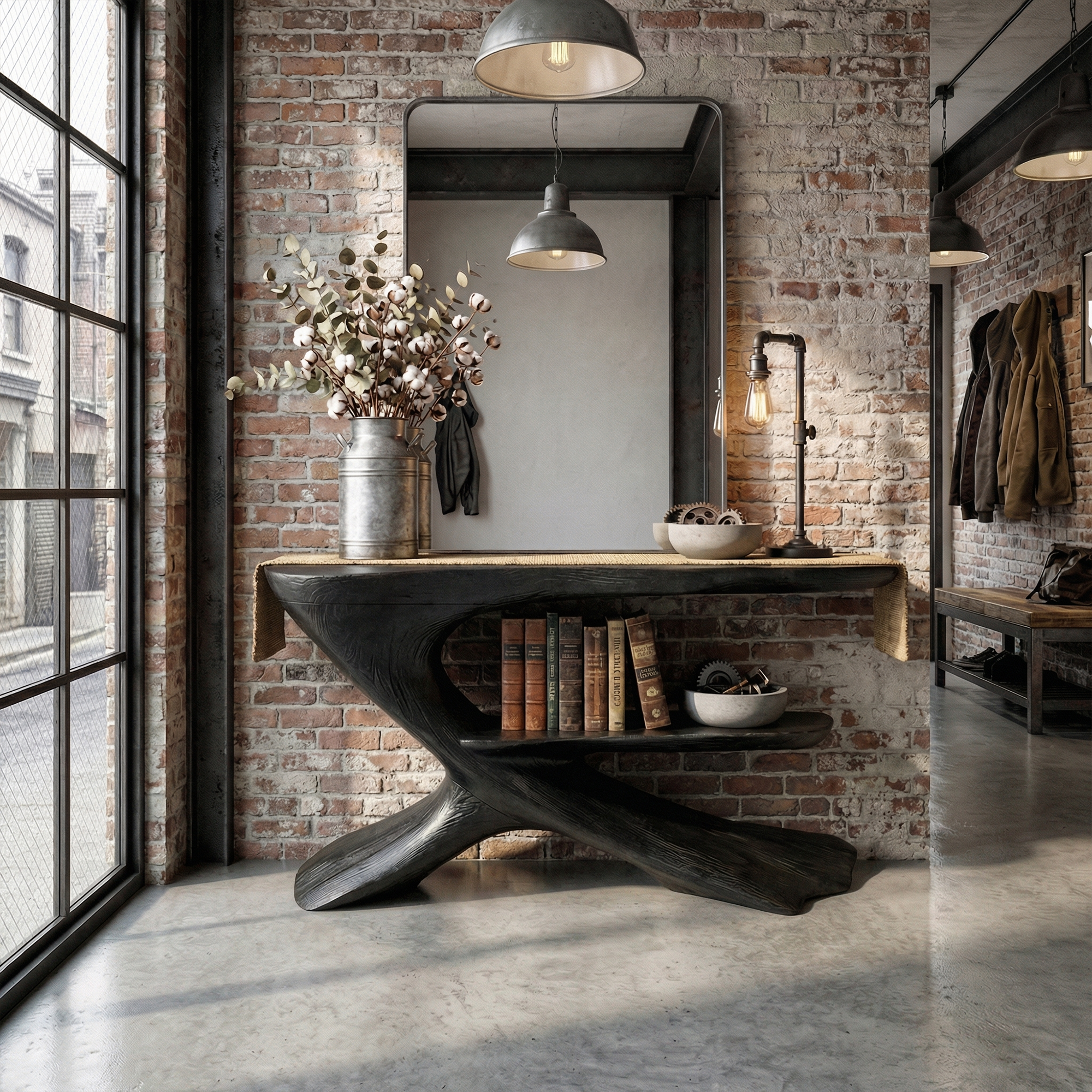 Organic Console Table Natural Wood Entryway Living Room SINLKICS535