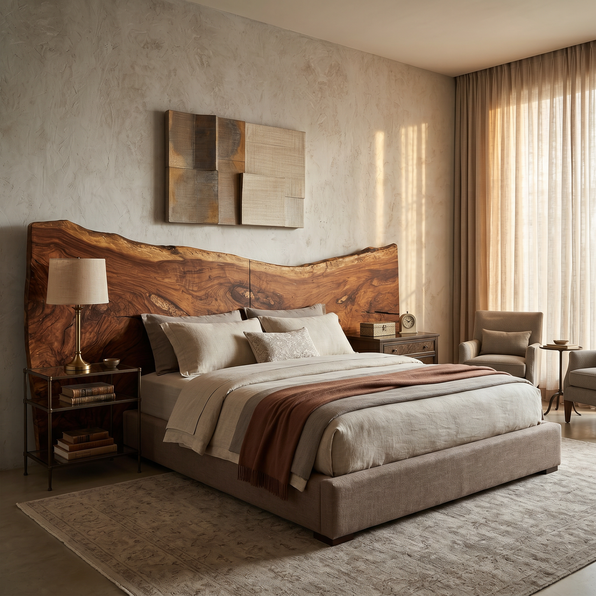 Minimalist Live Edge Wood Headboard For Organic Neutral Bedroom SILDTTRHB013