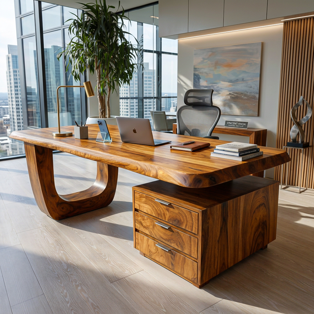 Minimalist Wooden Desk With Drawers For Home Workspace RTTHTTDE069