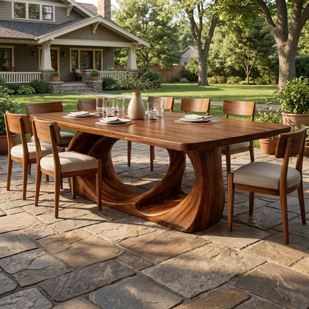 Wooden Dining Table With Artistic Base For Dining Room RTTHTTDN032