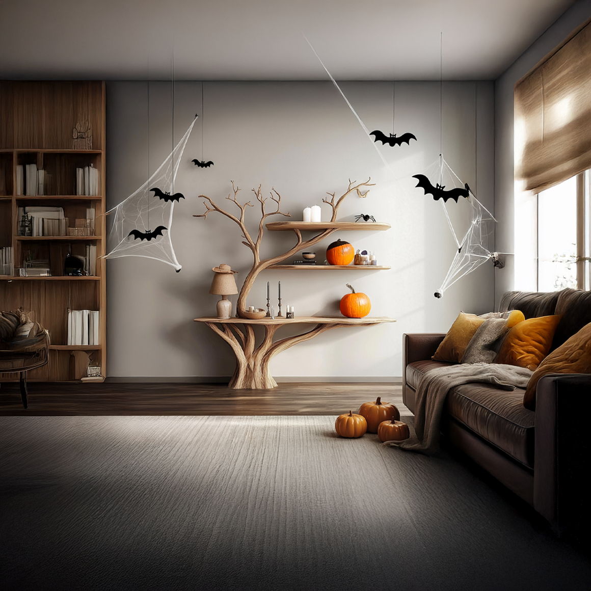 Rustic Halloween Tree Console Table Living Room Decor SINLSAHW020