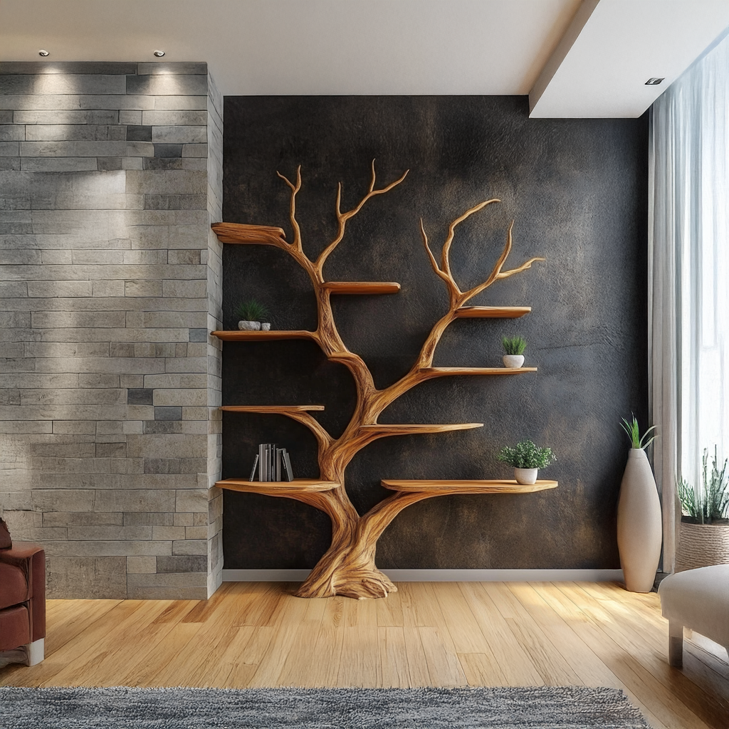 Tree Shelf Solid Wood Rustic Driftwood Gift SINLSATB198