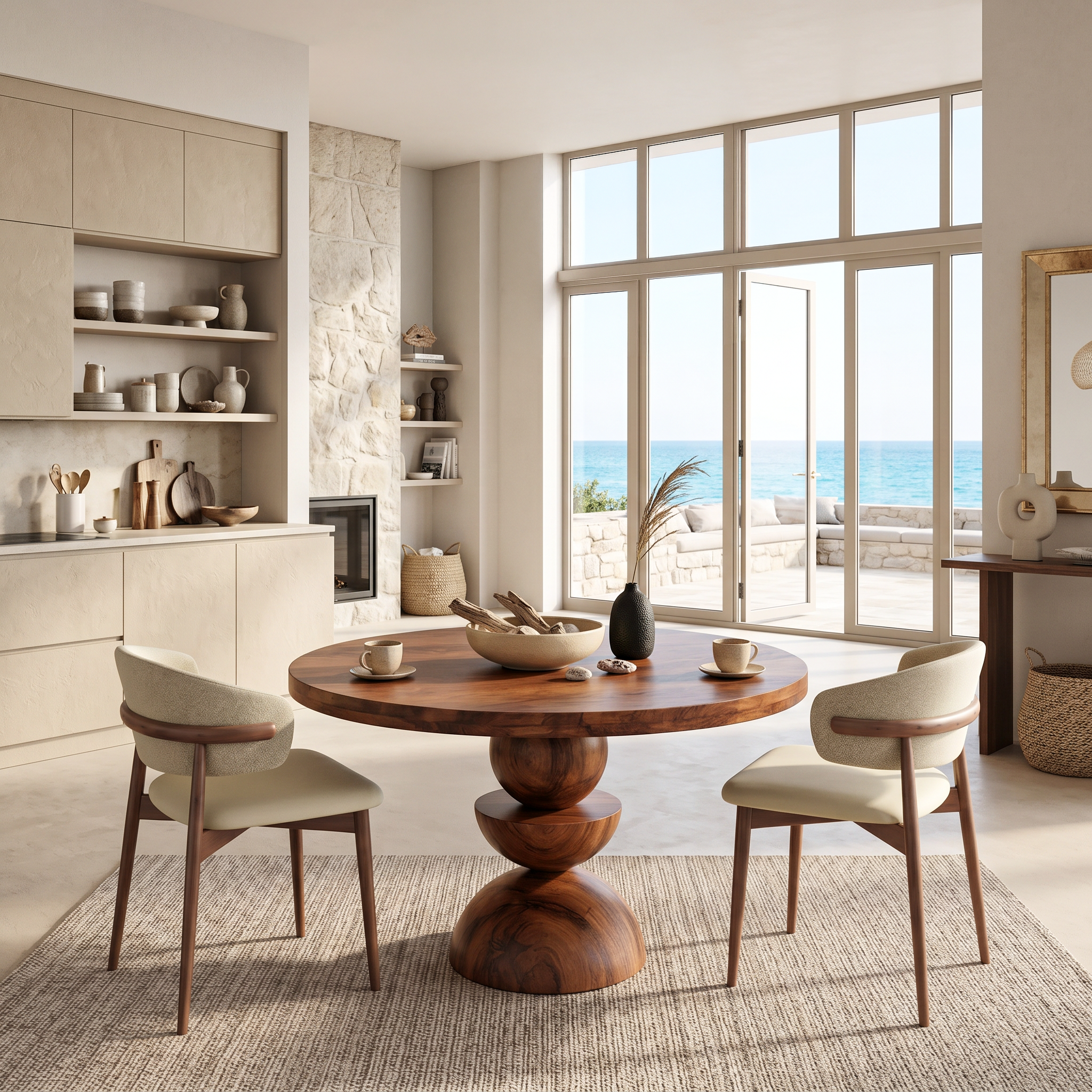 Modern Round Dining Table With Geometric Base For Kitchen And Dining Room SITHTTDN001