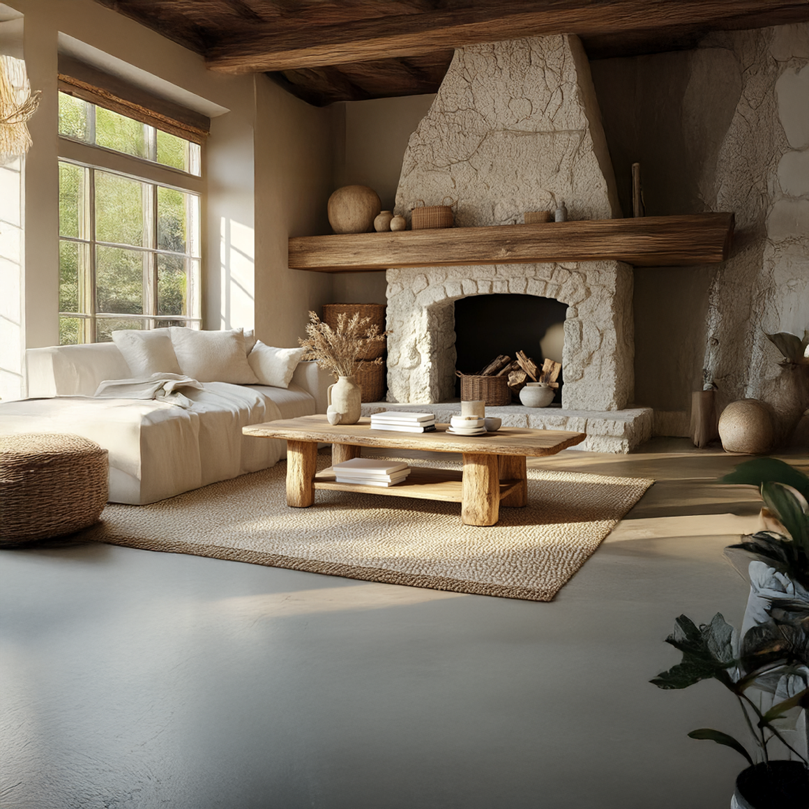 Rustic Natural Coffee Table Living Room Or Fireplace Room SINLSACF228