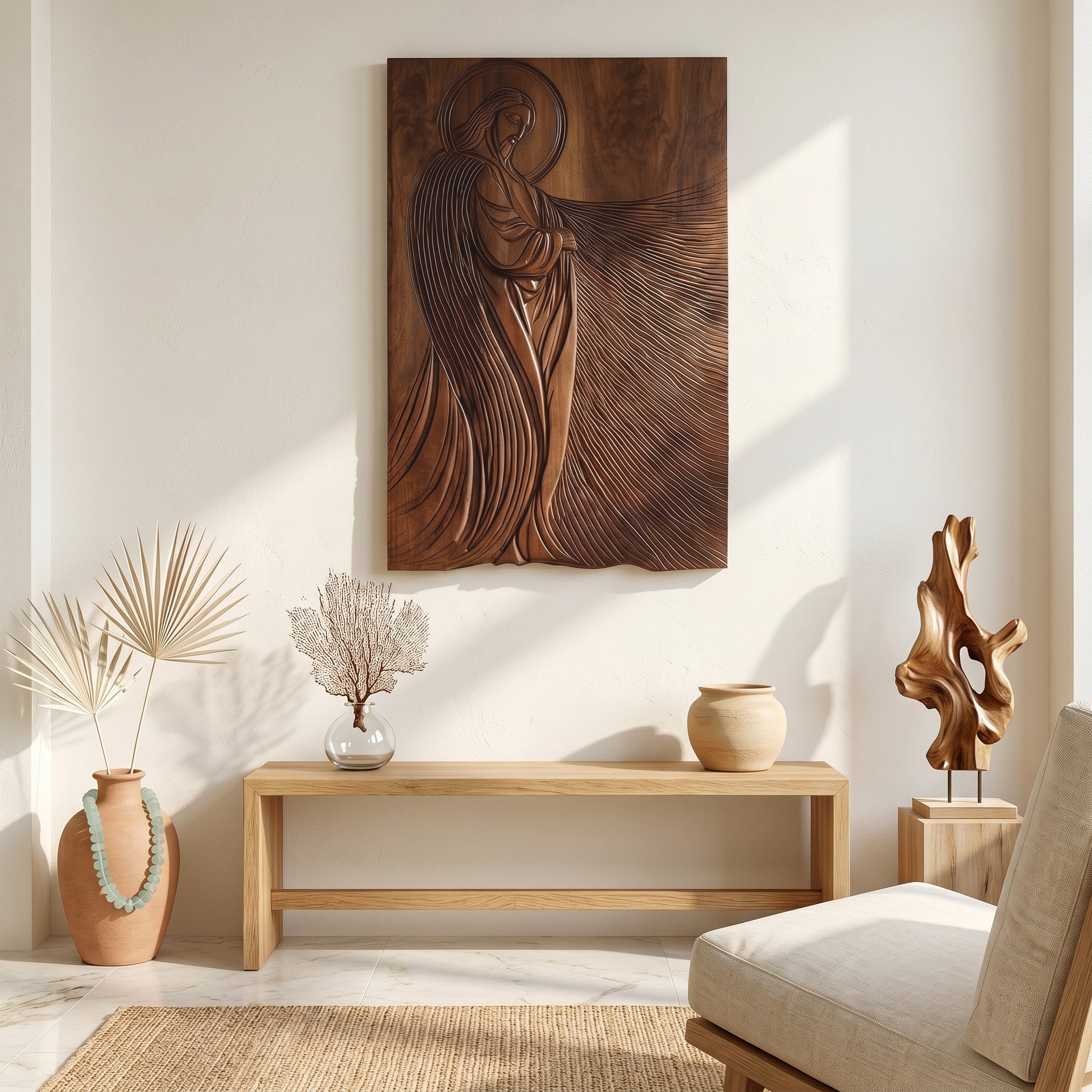 Modern Sacred Wood Carving Wall Art For Living Room RTTHHNWA200