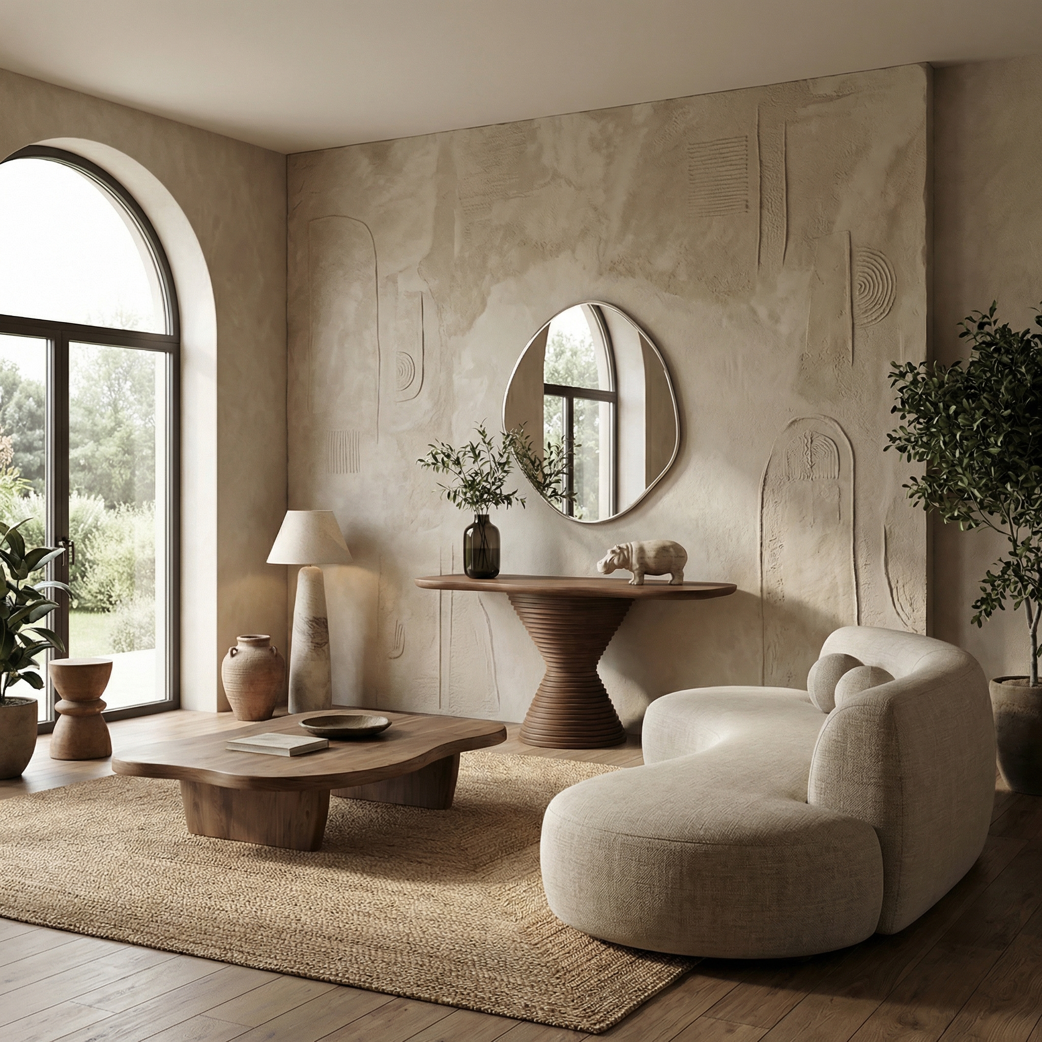 Modern Round Pedestal Console Table Solid Wood Living Room SINLSACS529
