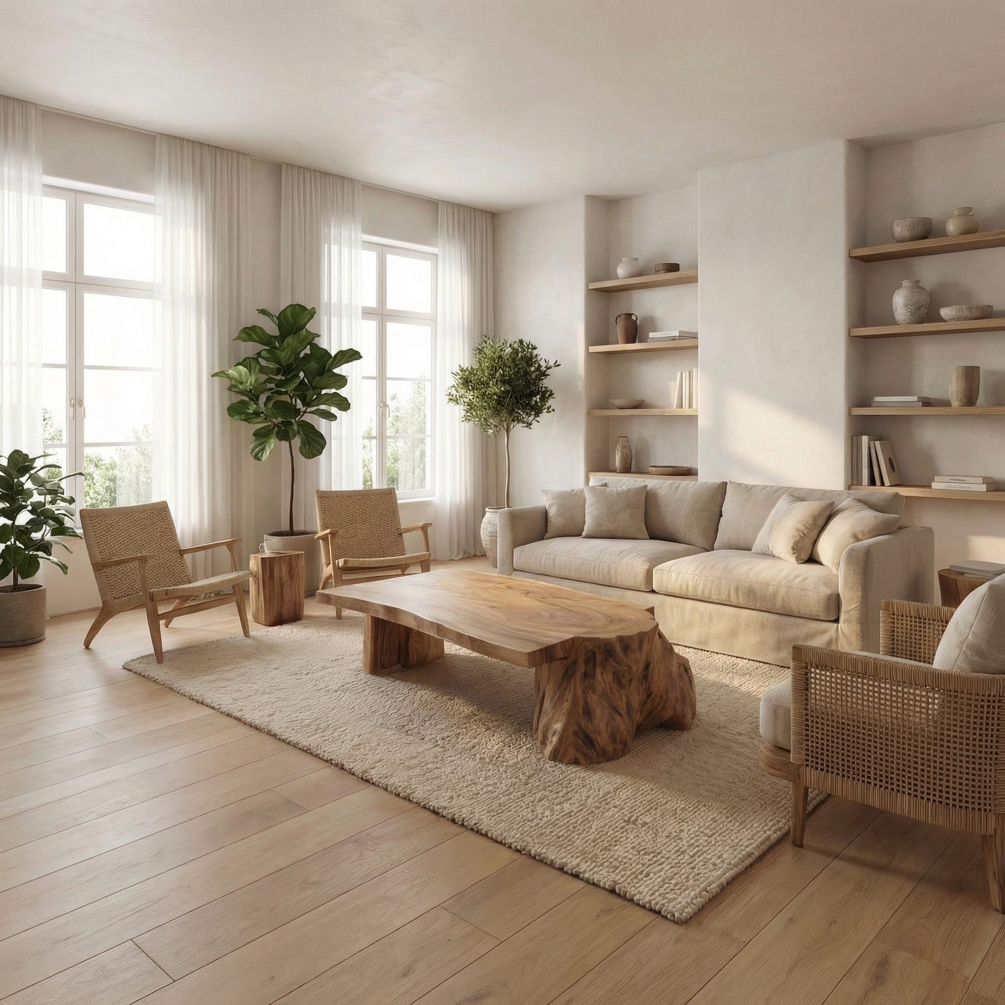Natural Live Edge Wood Coffee Table Rustic Living Room SINLSACF326