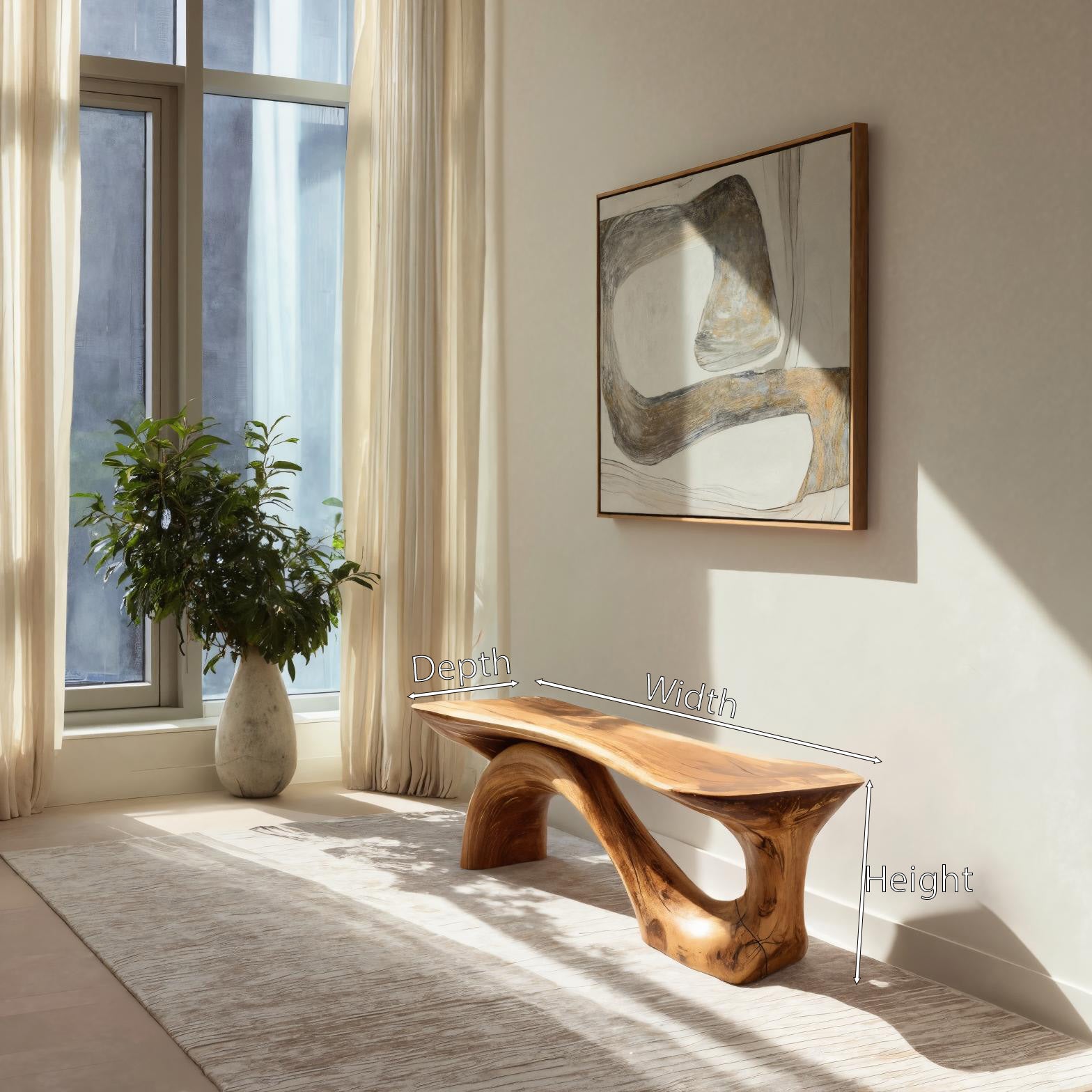 Modern Sculptural Bench With Organic Design For Living Room SITHHNCHR044