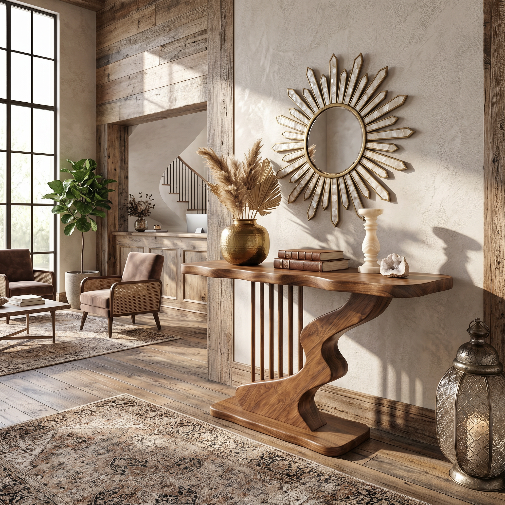 Bohemian Curved Base Console Table Cozy Entryway SILDTTRCS111