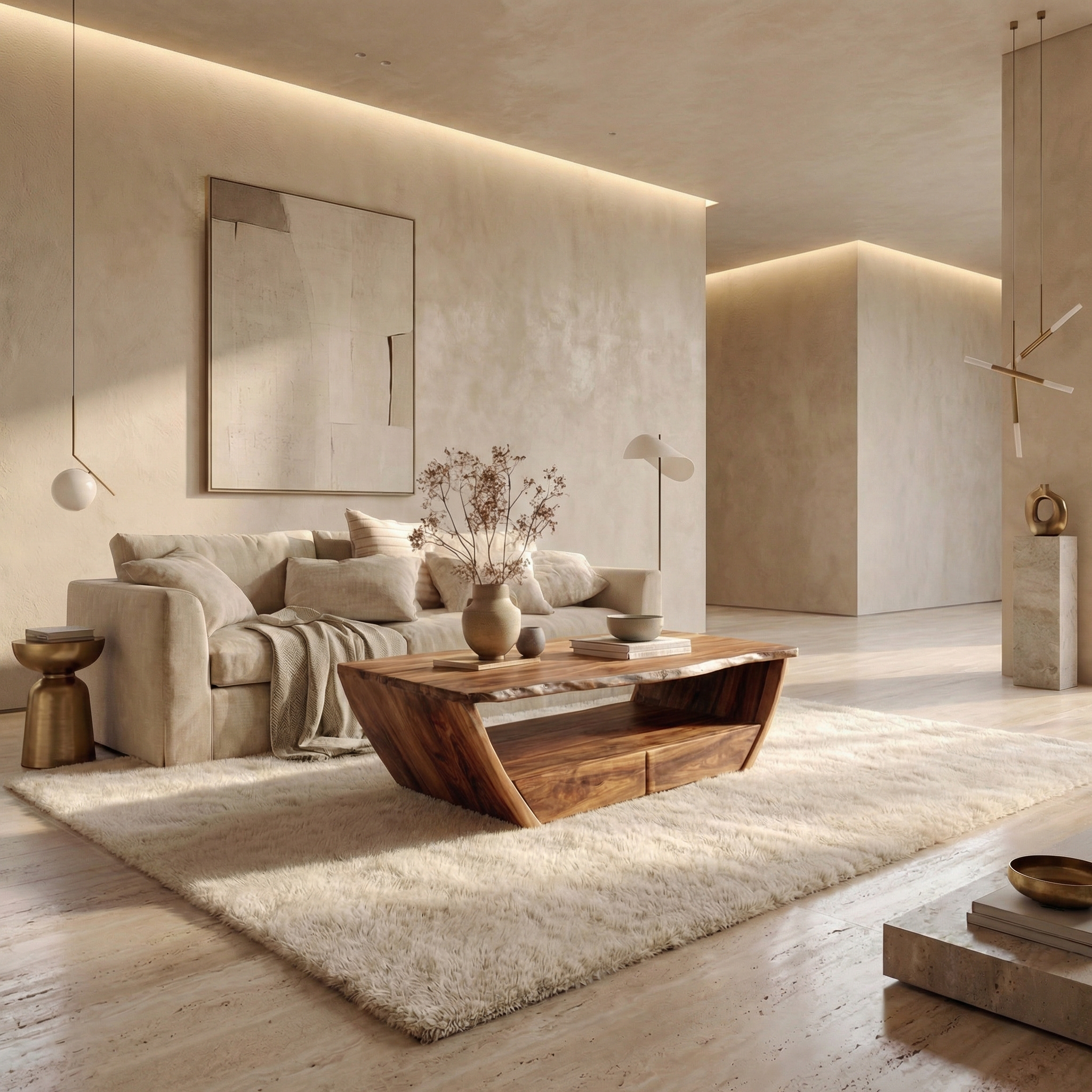 Natural Coffee Table With Open Storage Living Room SINLSACF330