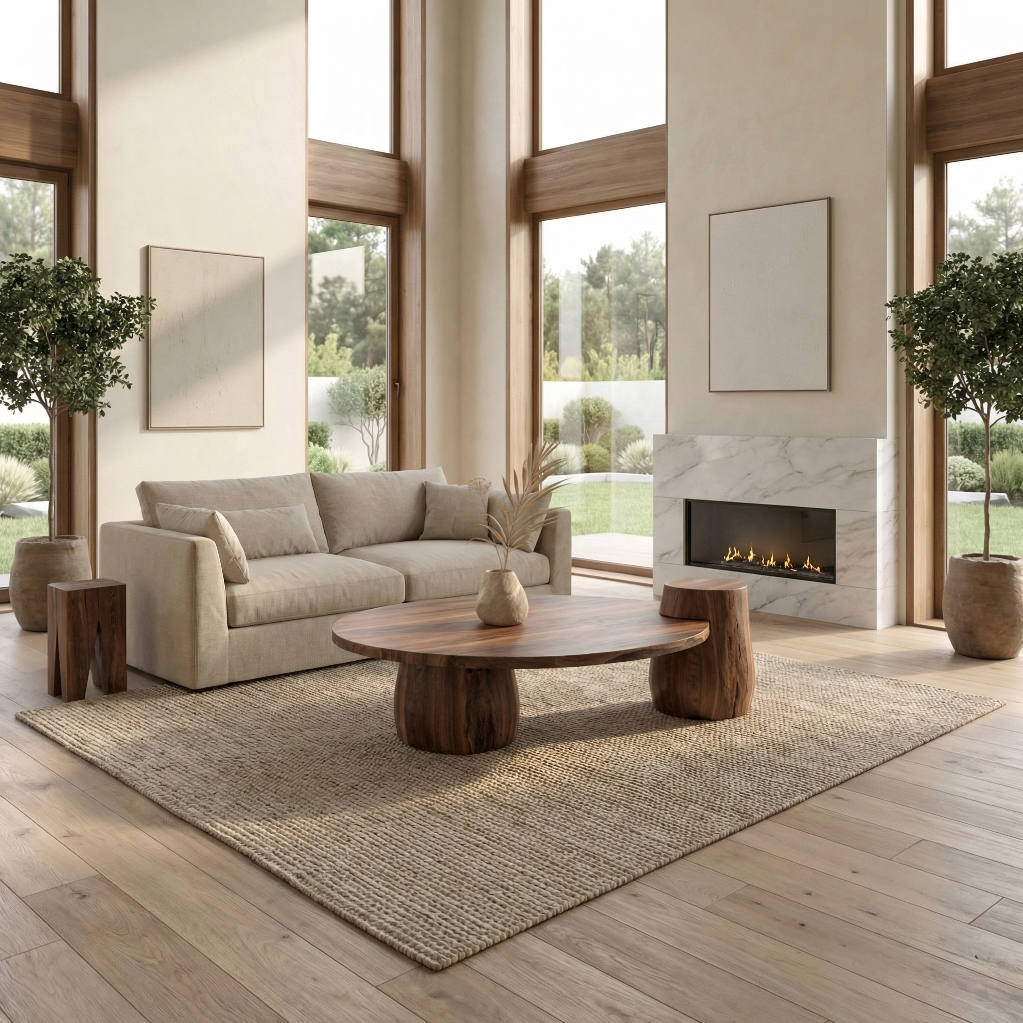 Rustic Coffee Table Sculptural Base Living Room SINLSACF328