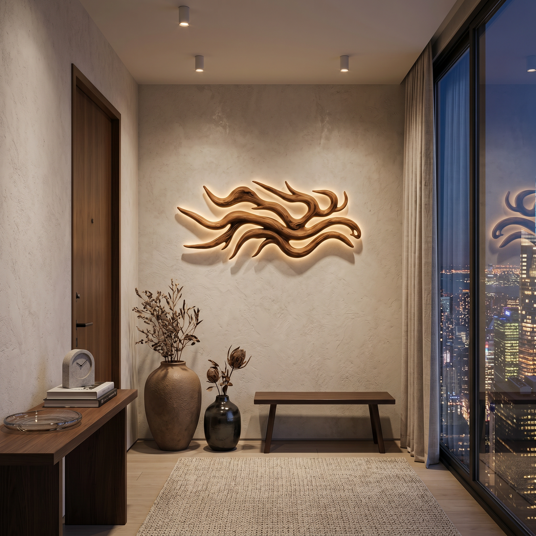 Artistic Wood Wall Light Flowing Root Design For Bedroom Decor RTTHTTLAM060