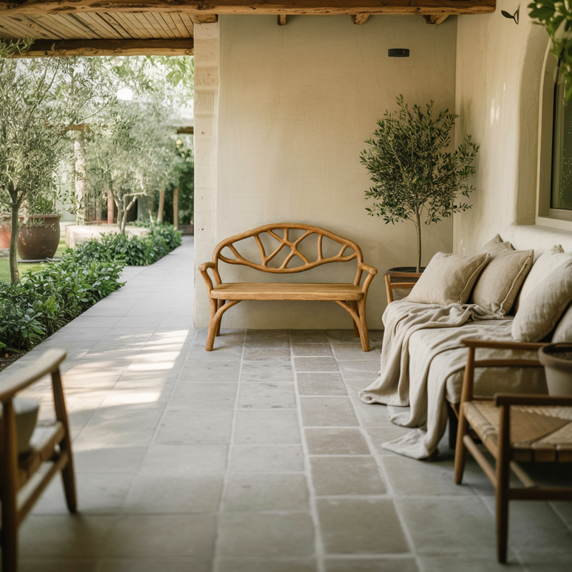 Rustic Organic Wooden Bench Living Room Or Entryway SINLSAWC025