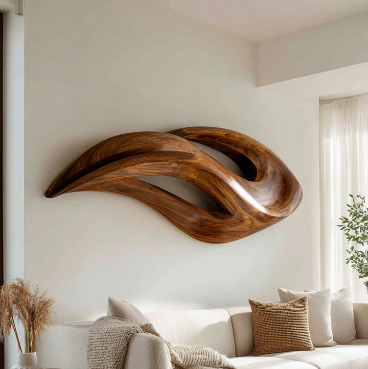 Contemporary Wood Wall Art With Unique Carved For Living Room RTTHHNWA178