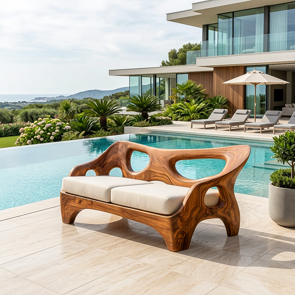 Luxury Wooden Sofa Sculptural Design For Home RTTHTTSF029