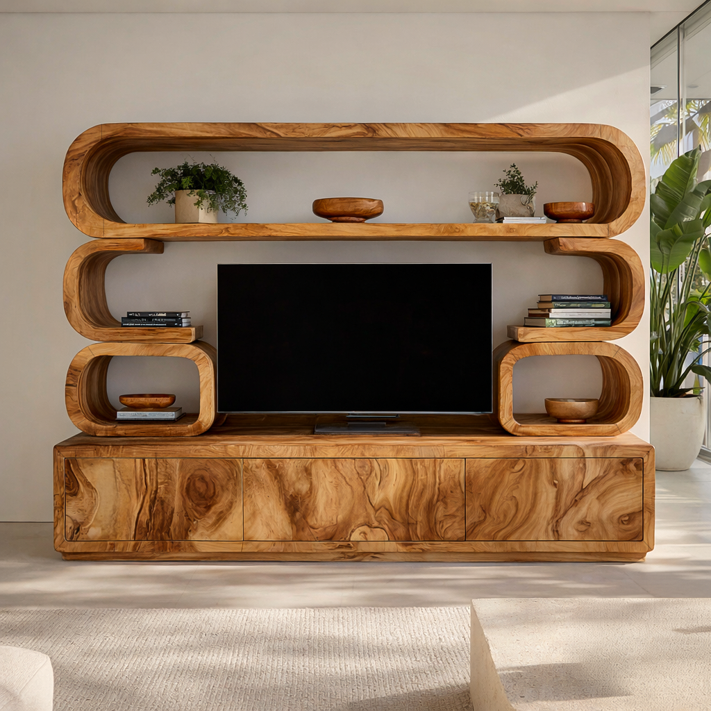 Contemporary Wooden TV Cabinet For Home Living Space RTTHTTTVC080