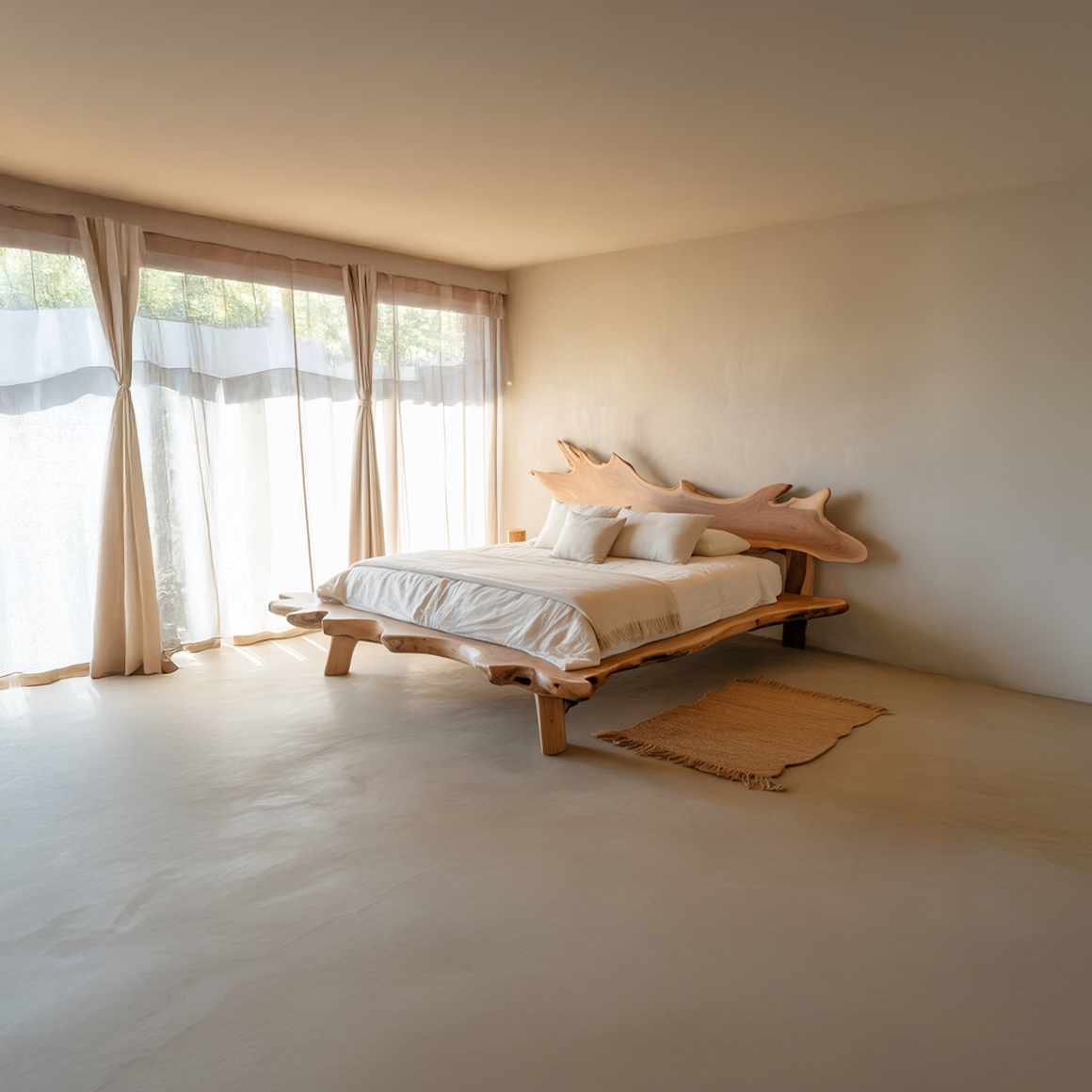 Rustic Live Edge Platform Bed Organic Modern Home SINLSAWB065