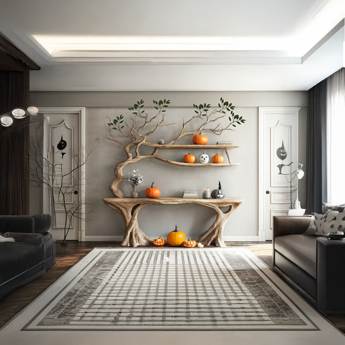 Rustic Halloween Tree Console Table Living Room SINLSAHW019