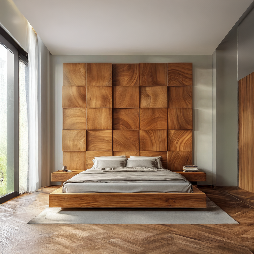 Wood Headboard Panels Solid Wood Wall Decor Bed Room SINLSADH003