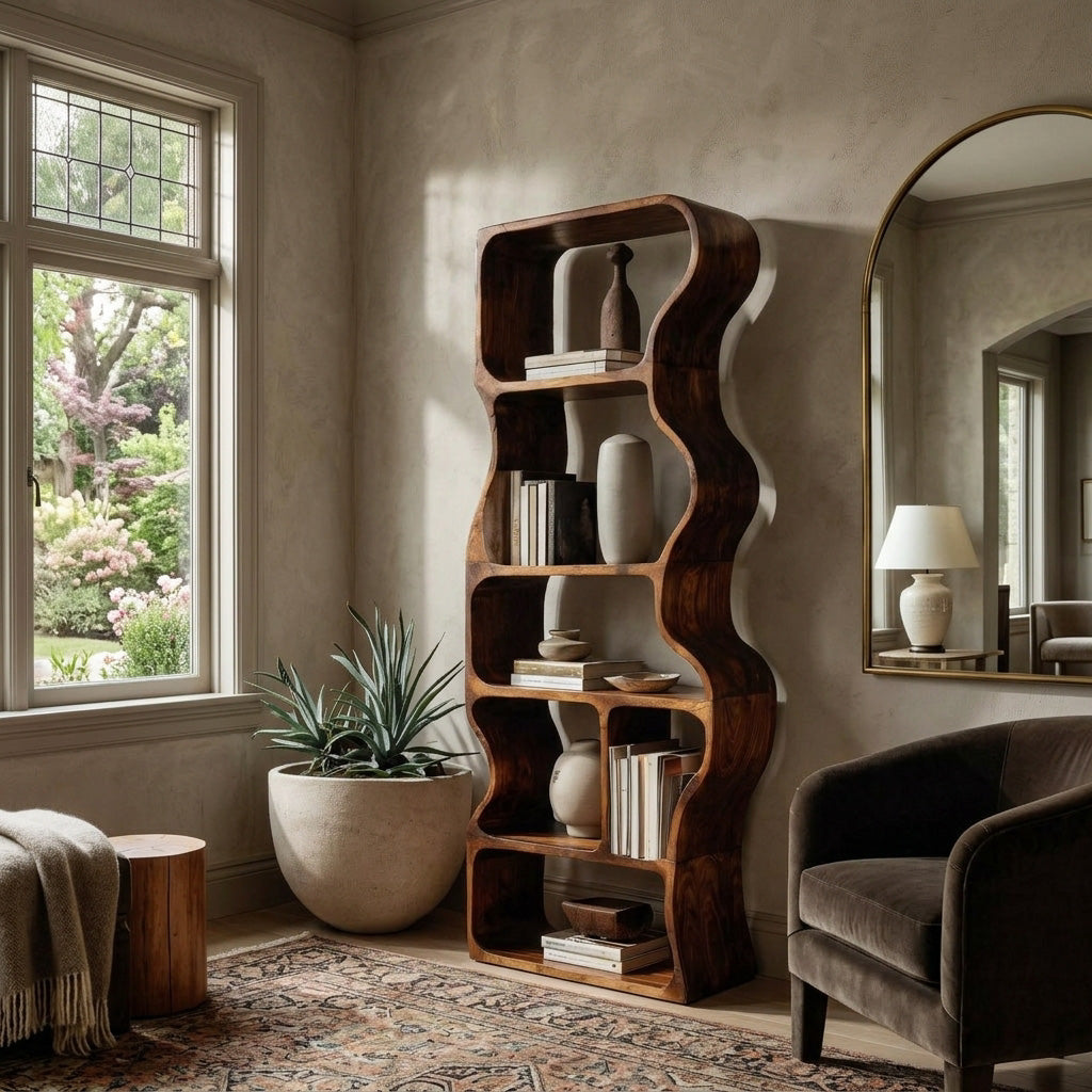 Organic Standing Shelf With Flowing Edges For Living Room RTTHHNSS010