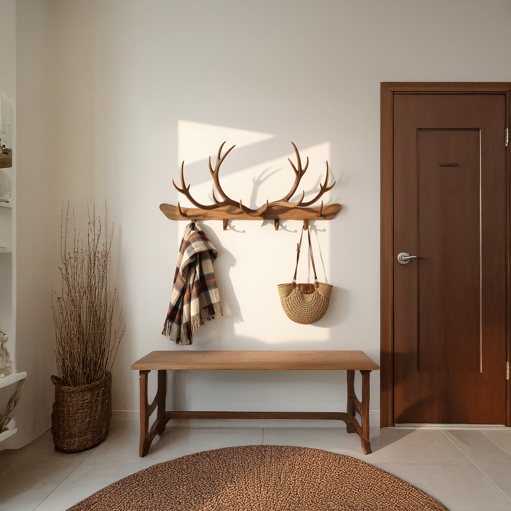 Rustic Antler Wall Rack Entryway Hallway SINLSATCR019