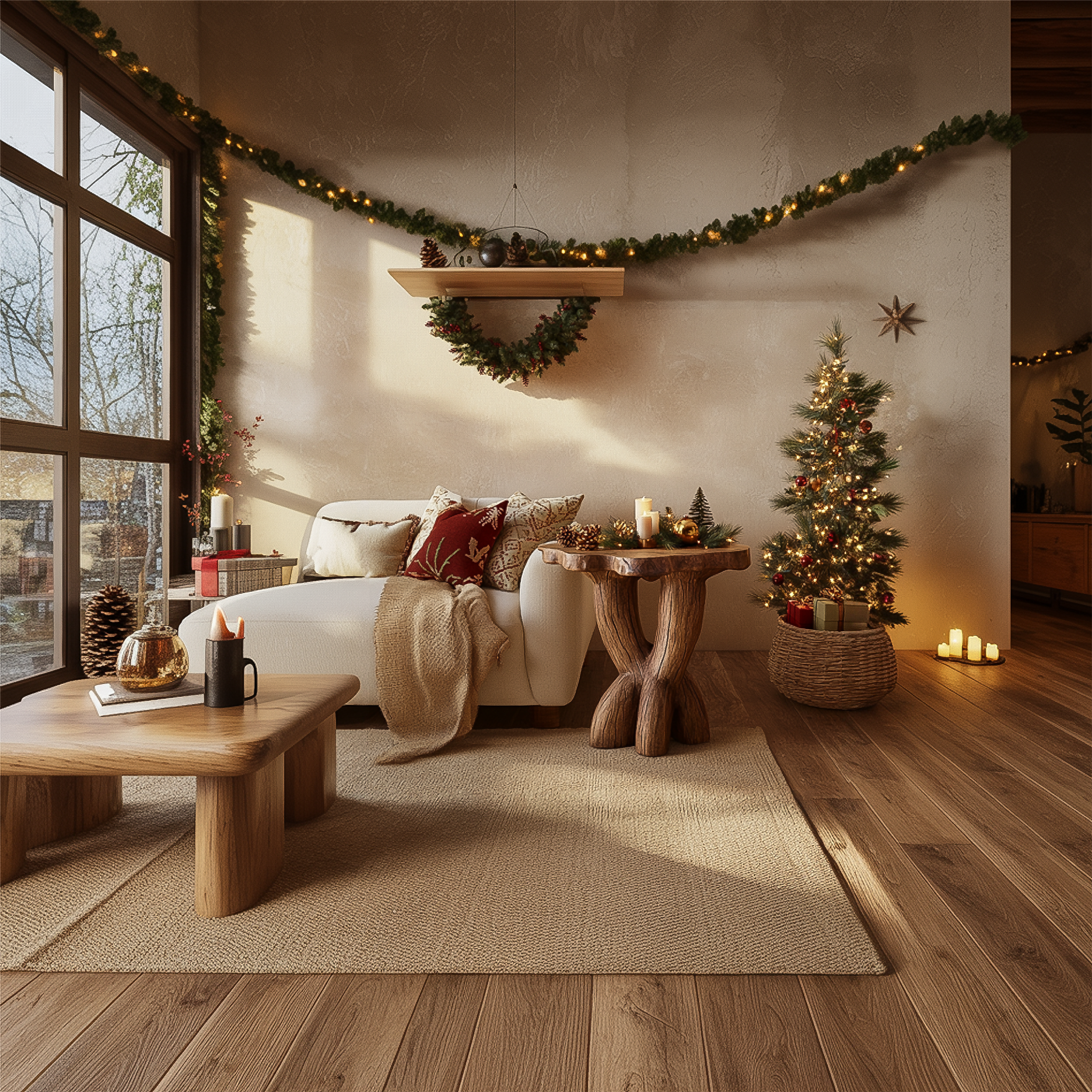 Rustic Sculptural End Table Christmas Holiday Living Room SINLSABT216