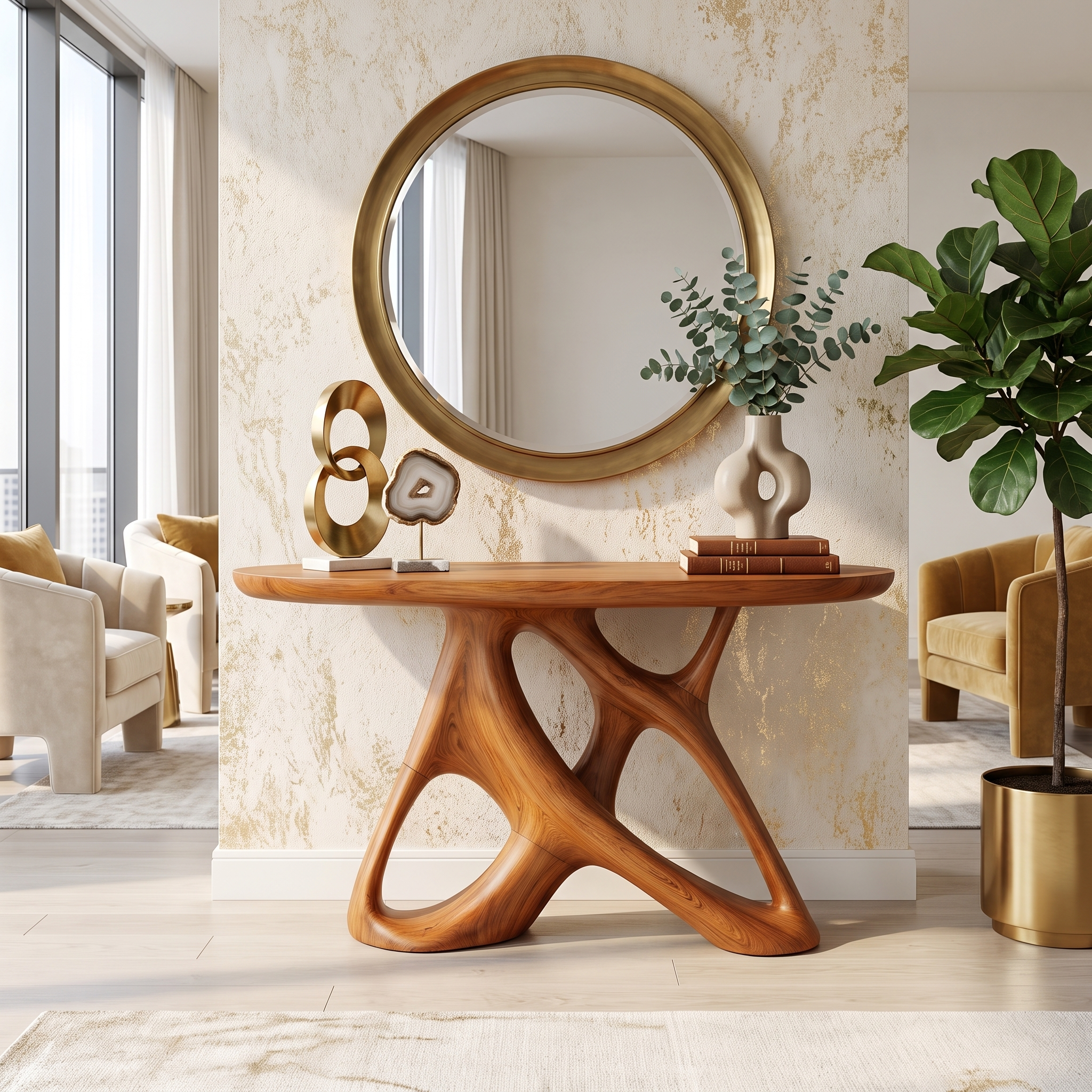 Organic Open Frame Console Table Designer Foyer SILDTTRCS088
