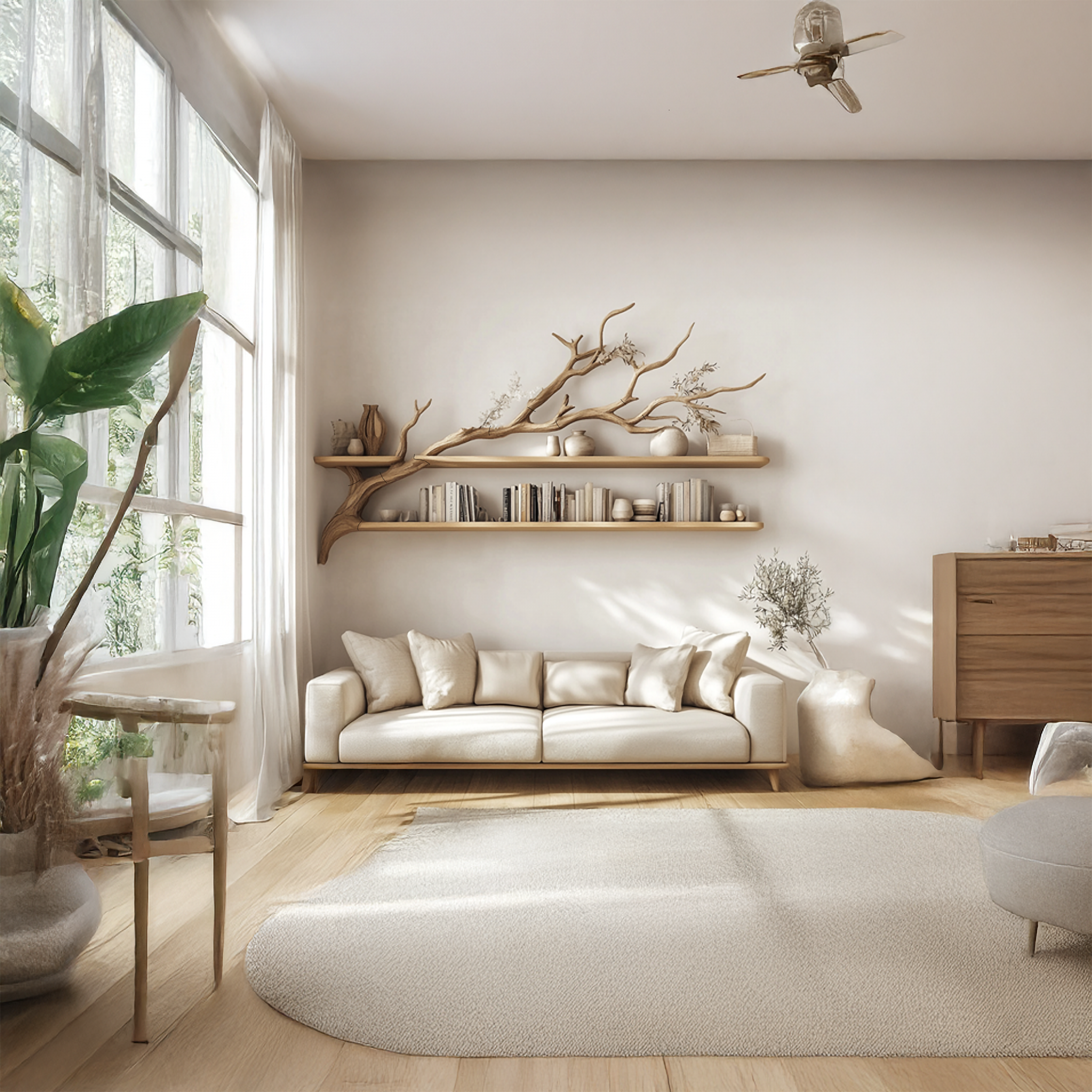 Rustic Tree Wall Art Shelf Modern Living Room SINLSATBS041