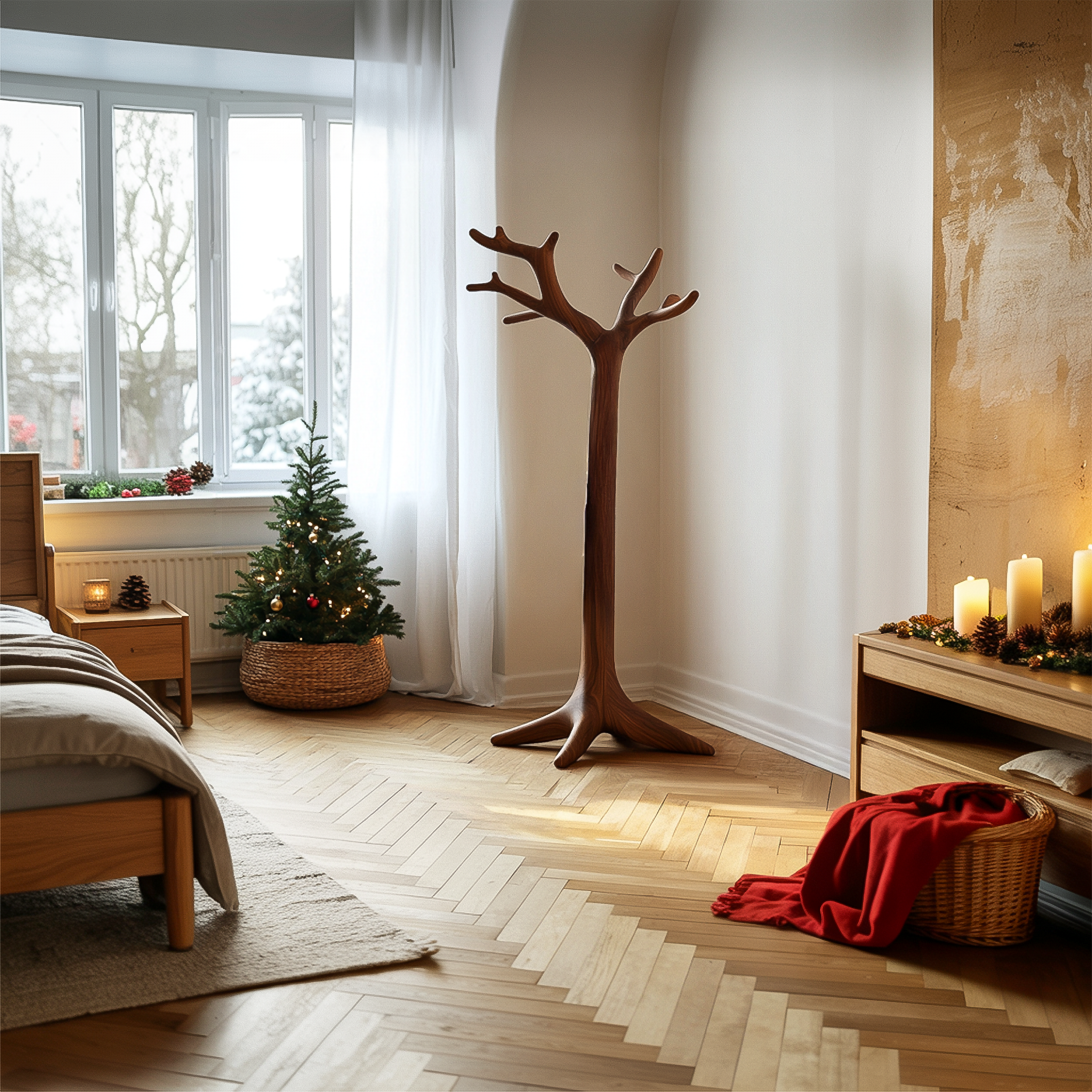 Rustic Organic Coat Rack Christmas Cozy Home Decor SINLSATCR077