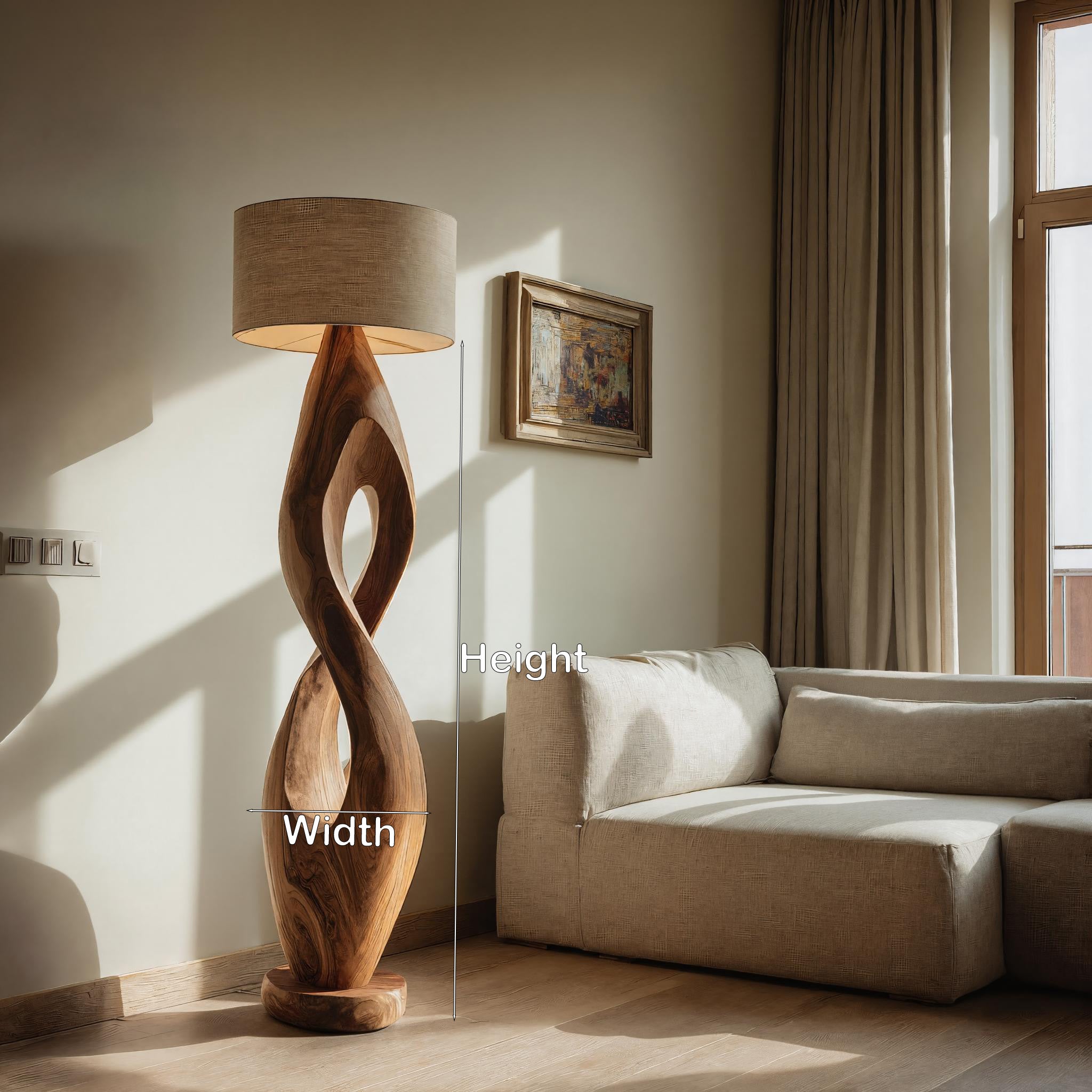 Modern Twisted Wooden Floor Lamp For Living Room RTTHHNLAM065