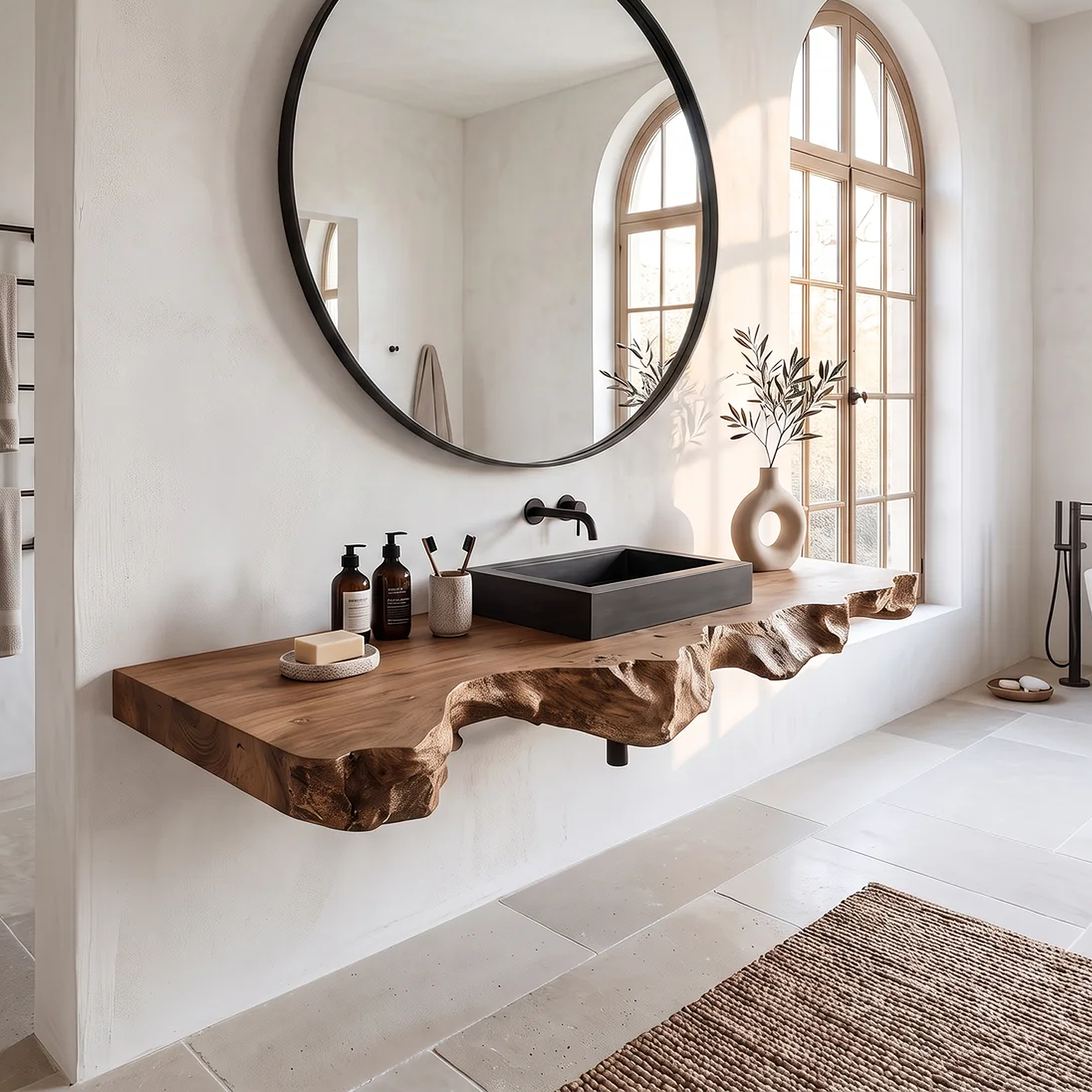 Live Edge Solid Wood Vanity For Rustic Bathroom SILDTTRBAS024