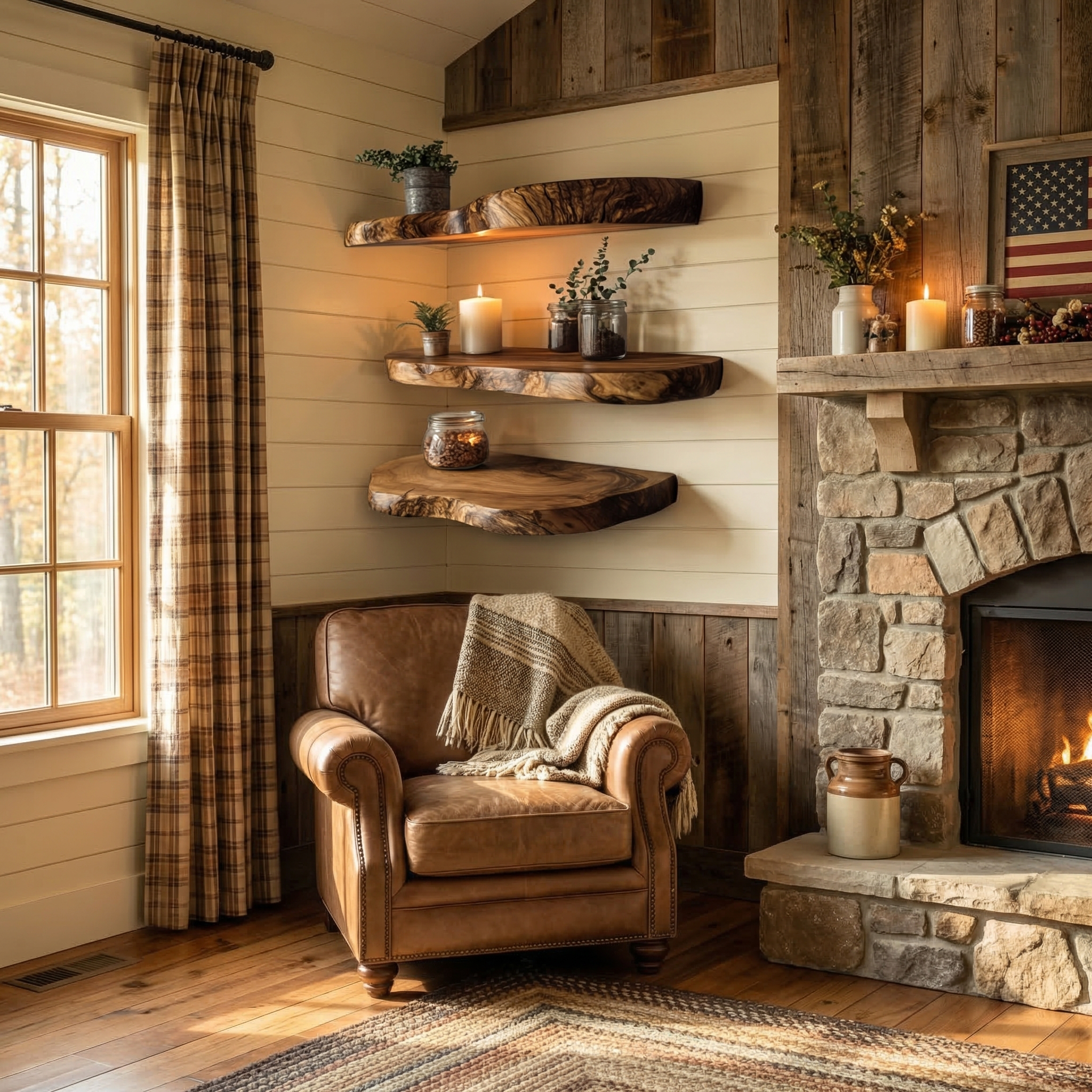 Rustic Organic Wall Shelf For Living Room And Interior Decor SINLSAFL519