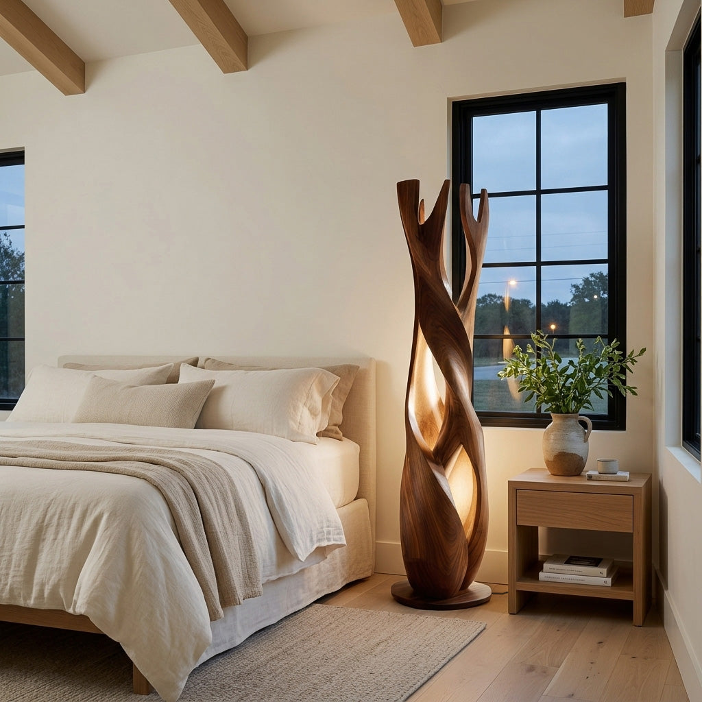Statement Wooden Sculpture Lamp For Luxury Home RTTHHNLAM085