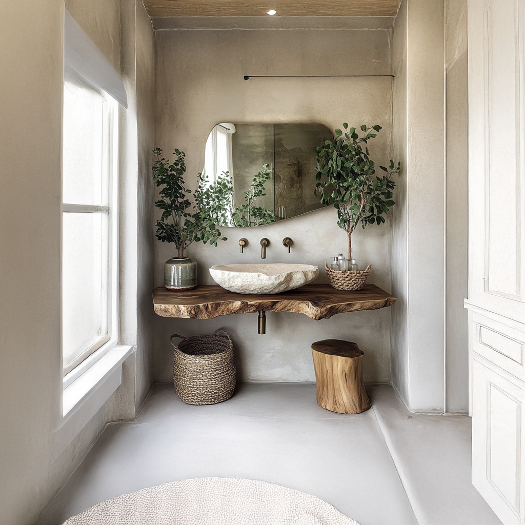 Midcentury Natural Wood Vanity Bathroom SINLSABRV076