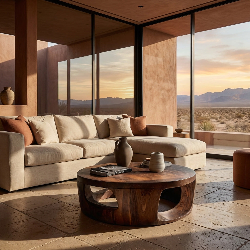 Contemporary Round Coffee Table With Open Cut Base For Living RTTHHNCF068
