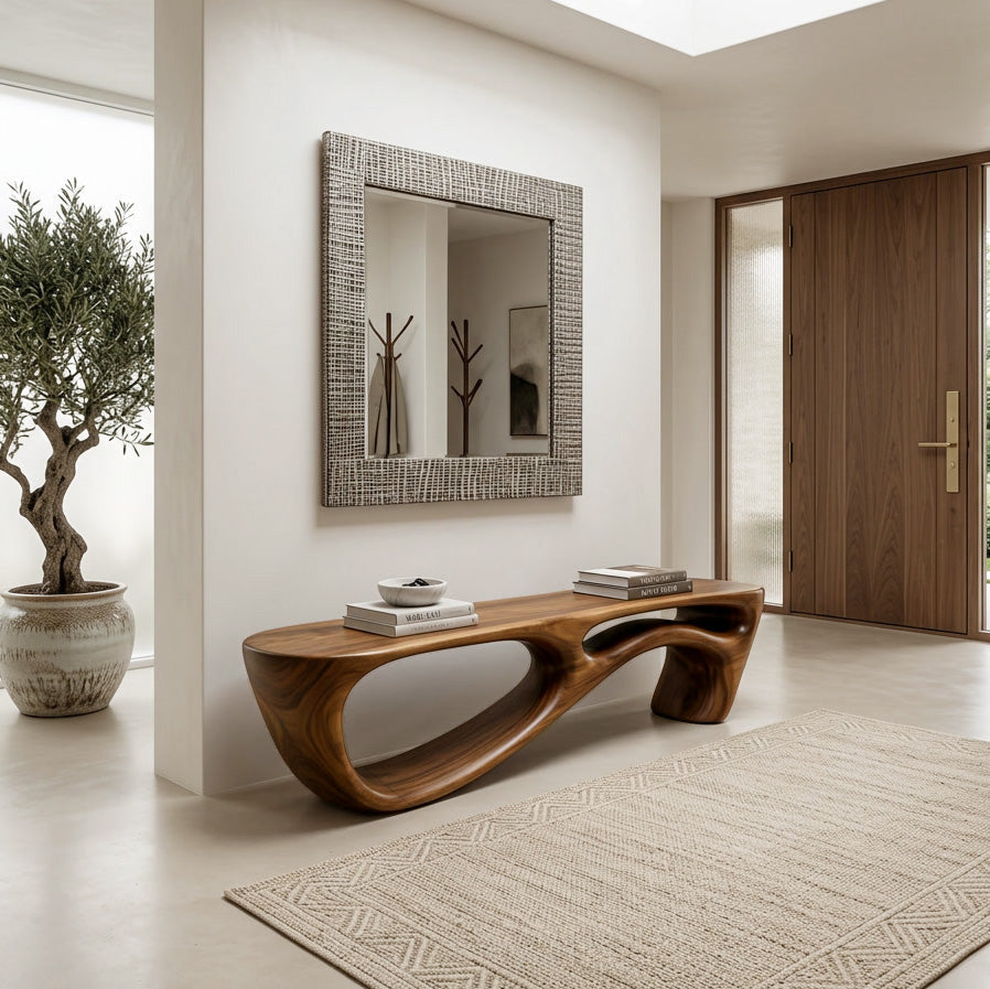 Modern Organic Natural Wood Bench For Entryway Decor RTTHHNCHR135