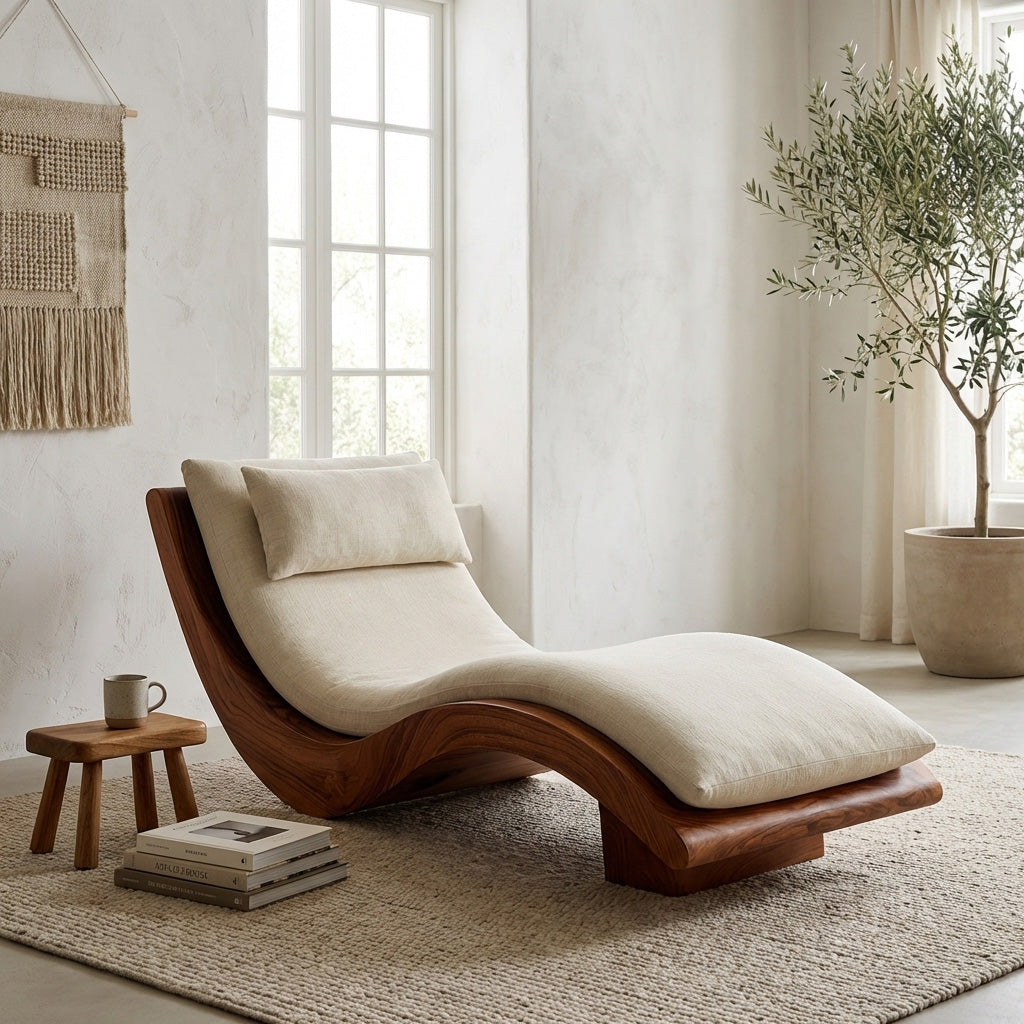 Minimalist Natural Wood Lounge Chair For Bedroom Decor RTTHHNSFA032