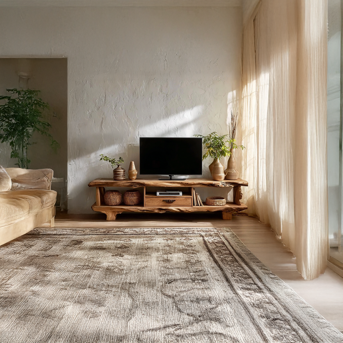 Rustic Live Edge TV Stand Living Room Furniture SINLSASC214