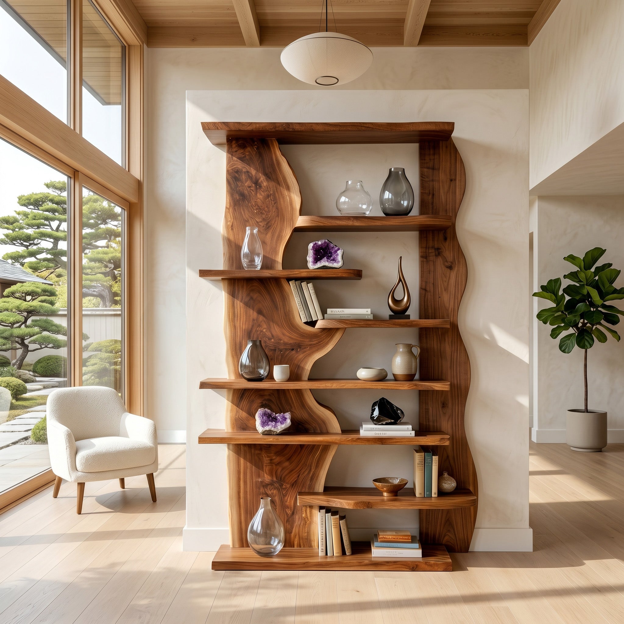 Organic Live Edge Wooden Standing Shelf For Living Room RTTHHNSS016
