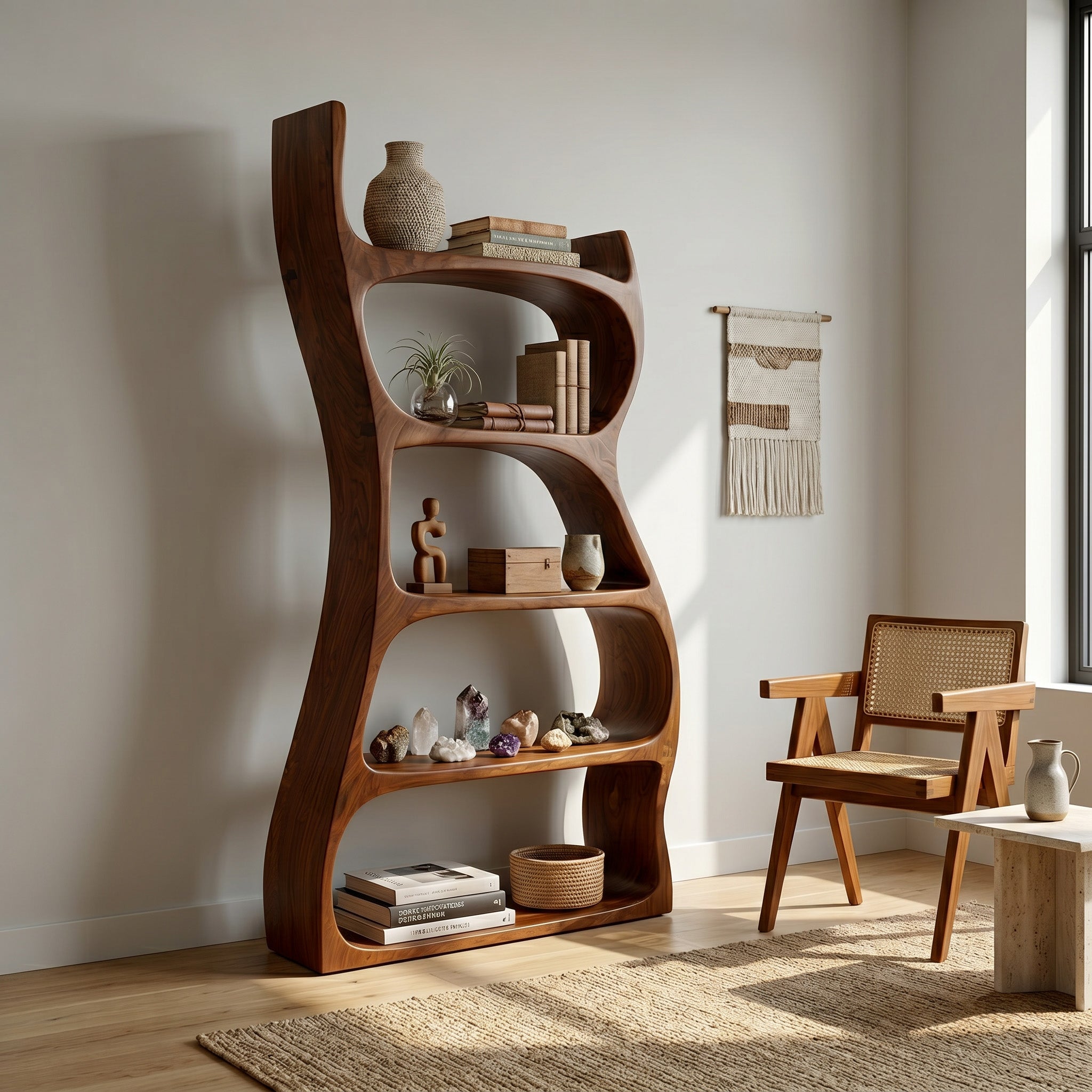 Elegant Natural Wood Standing Shelf For Entryway Display Decor RTTHHNSS030