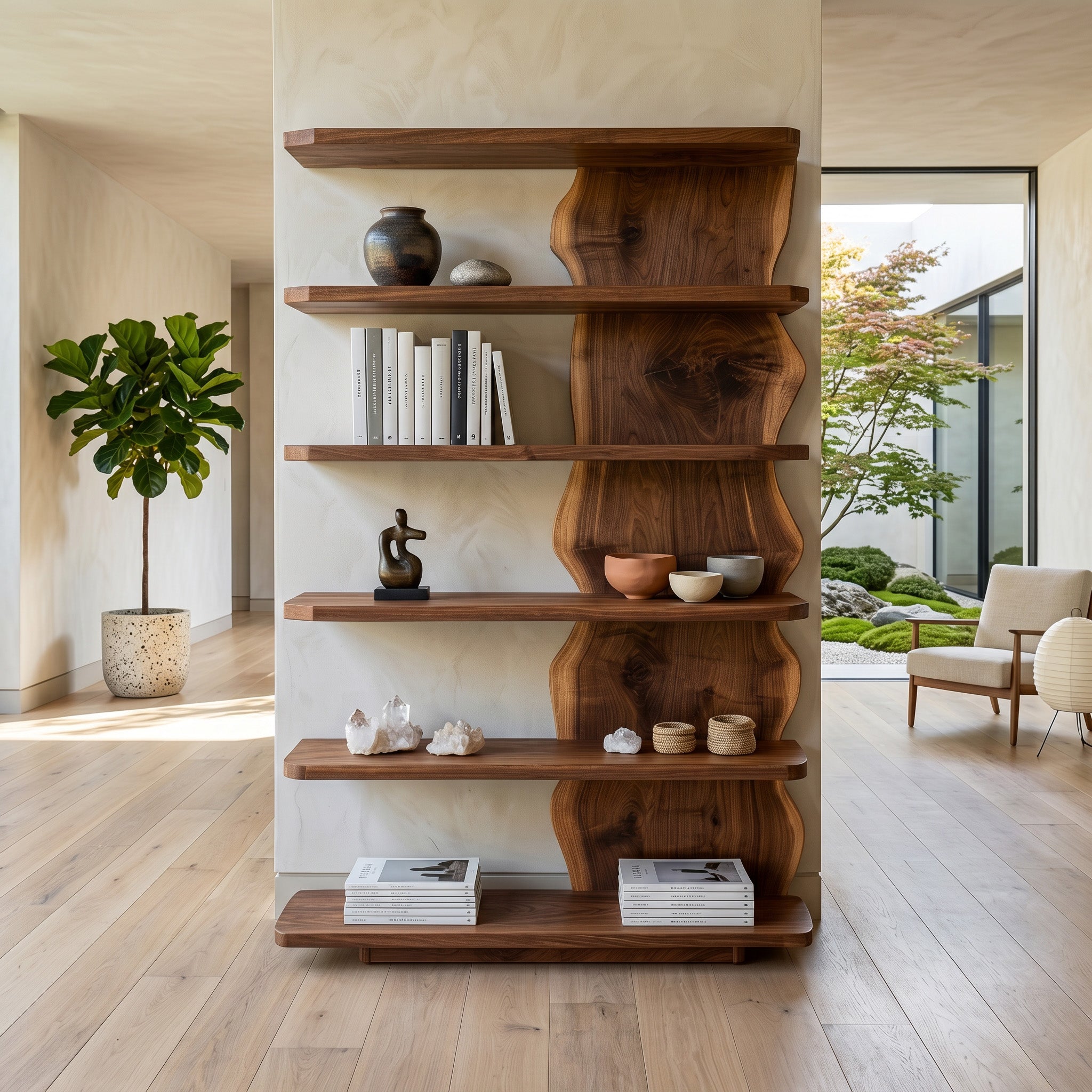 Scandinavian Natural Wood Standing Shelf For Corner Space RTTHHNSS021