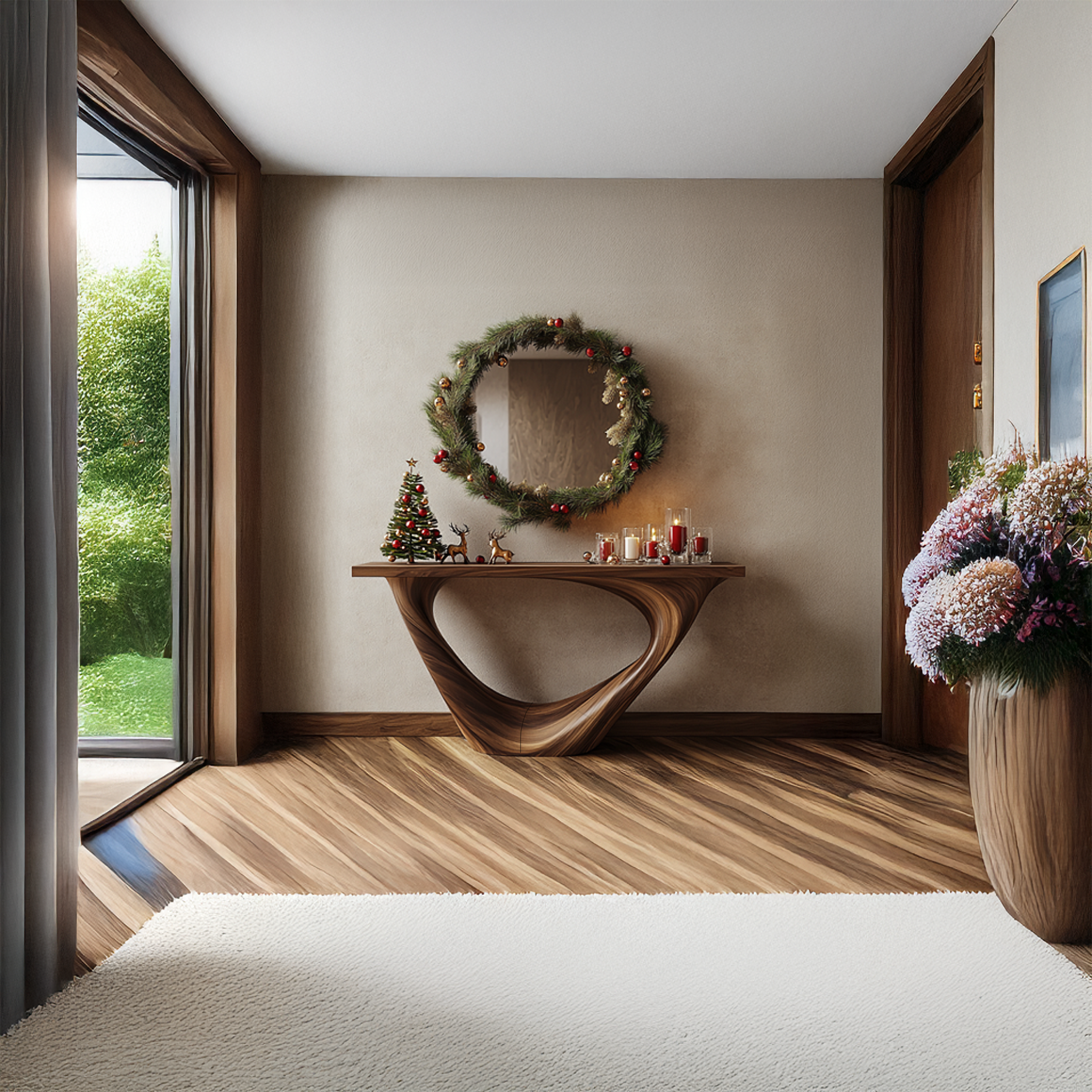 Mid Century Console Table Christmas Display Entryway SINLSACS293