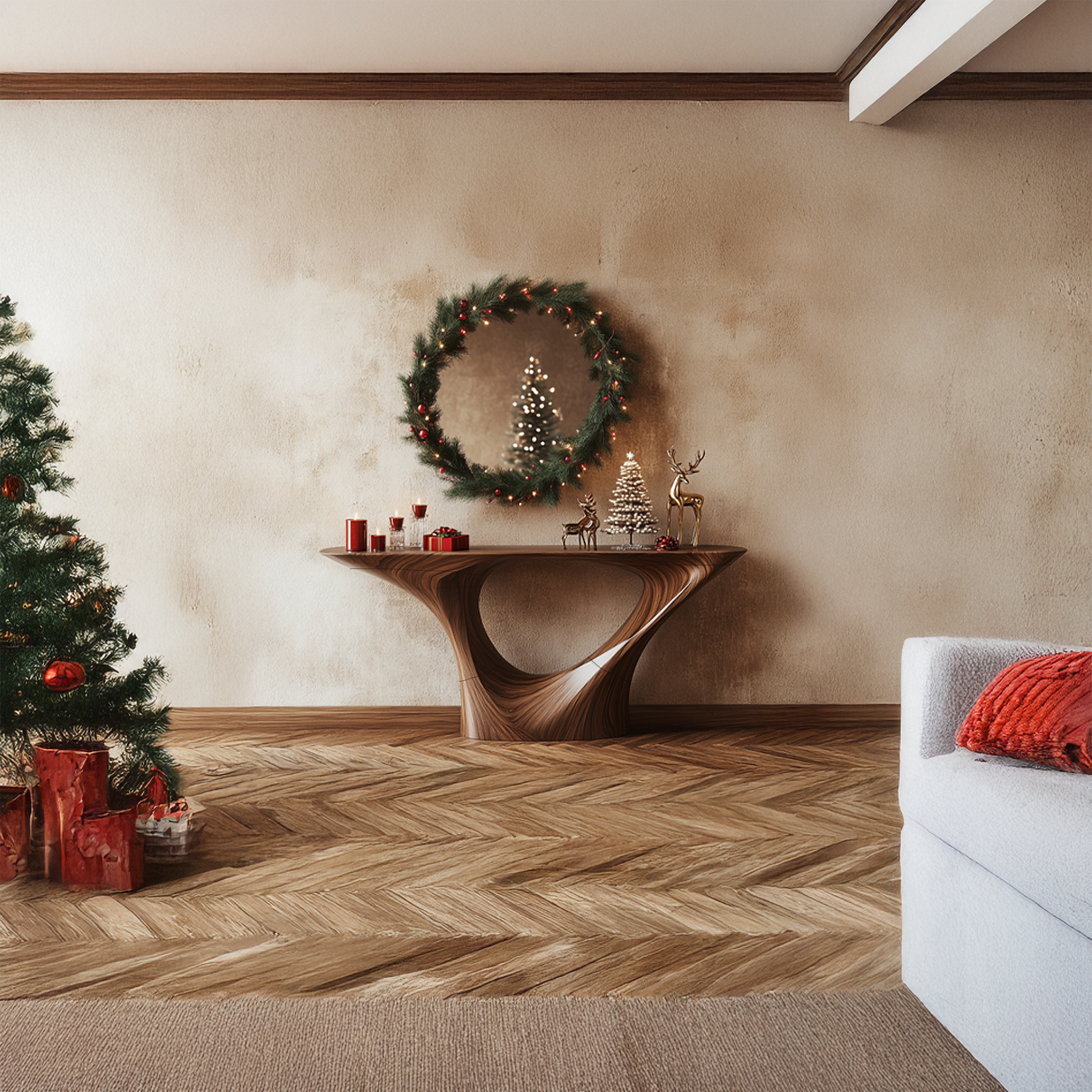 Rustic Console Table Christmas Entryway Display SINLSACS292