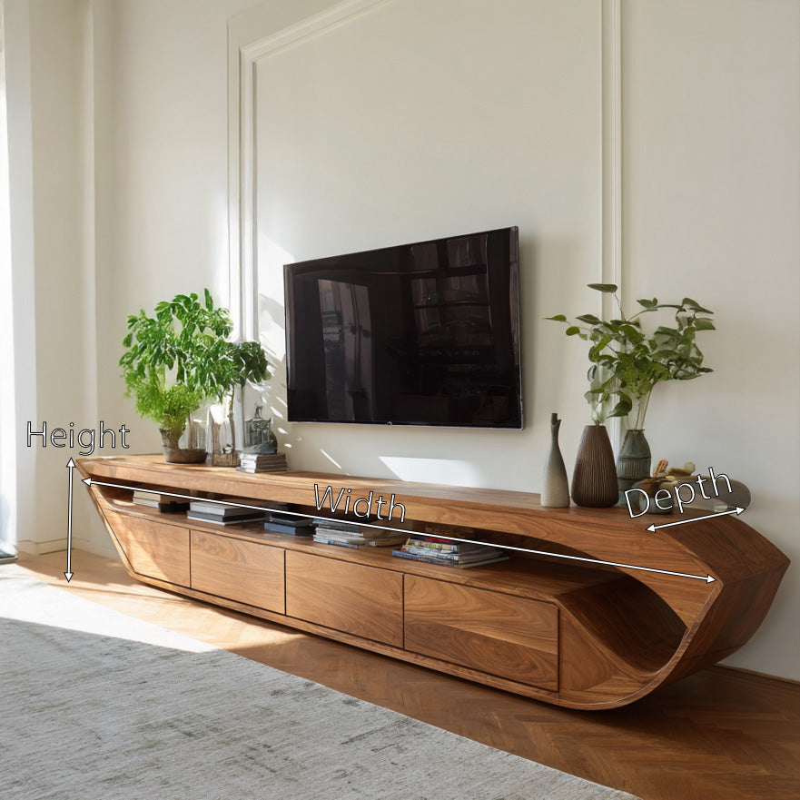 Modern Sculptural TV Console With Drawer For Living Room SITHHNTVC028